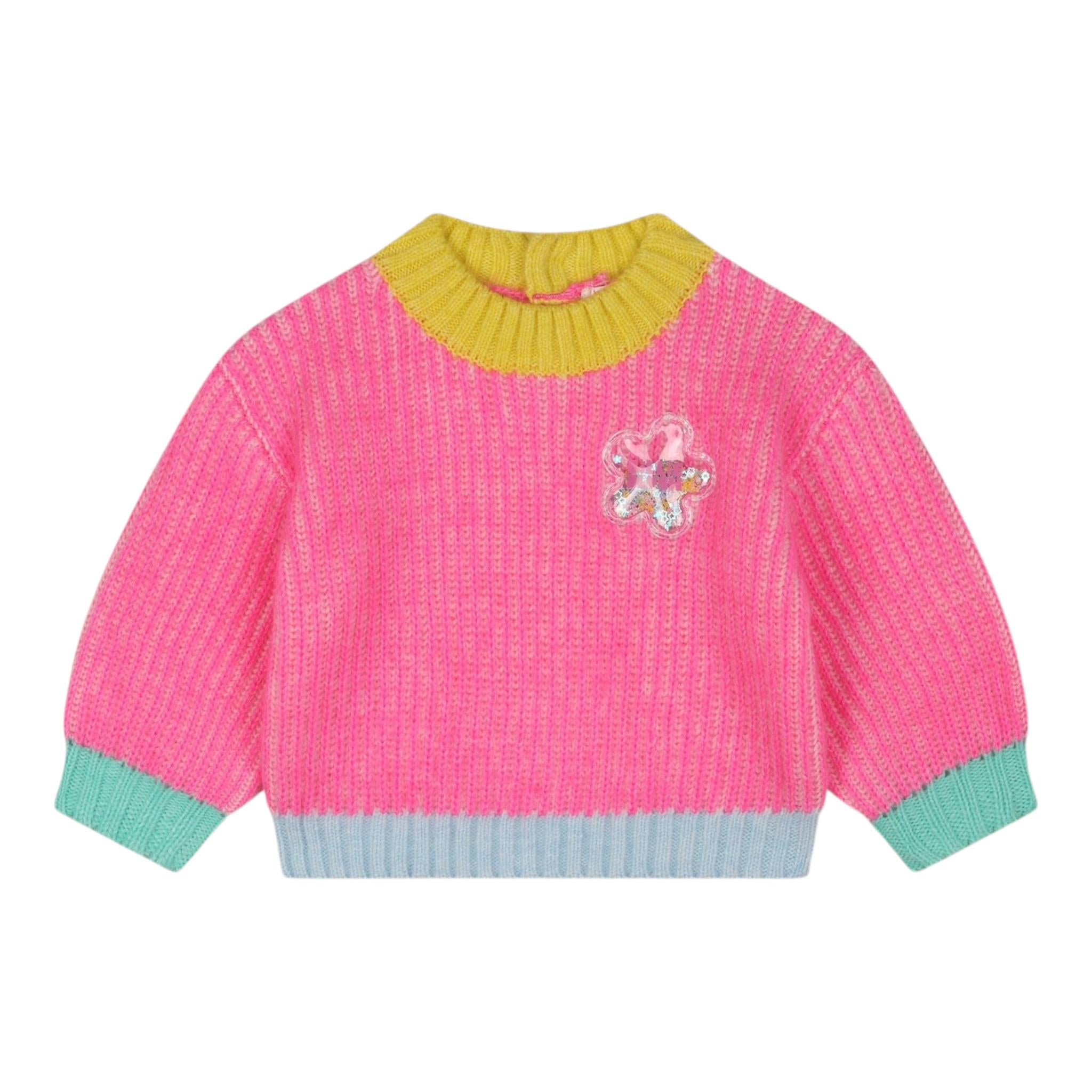 BillIEBLUSH maglia girocollo tinta unita con applicazione Rosa fluo per Bambina U20414J ROSA FLUO BillIEBLUSH