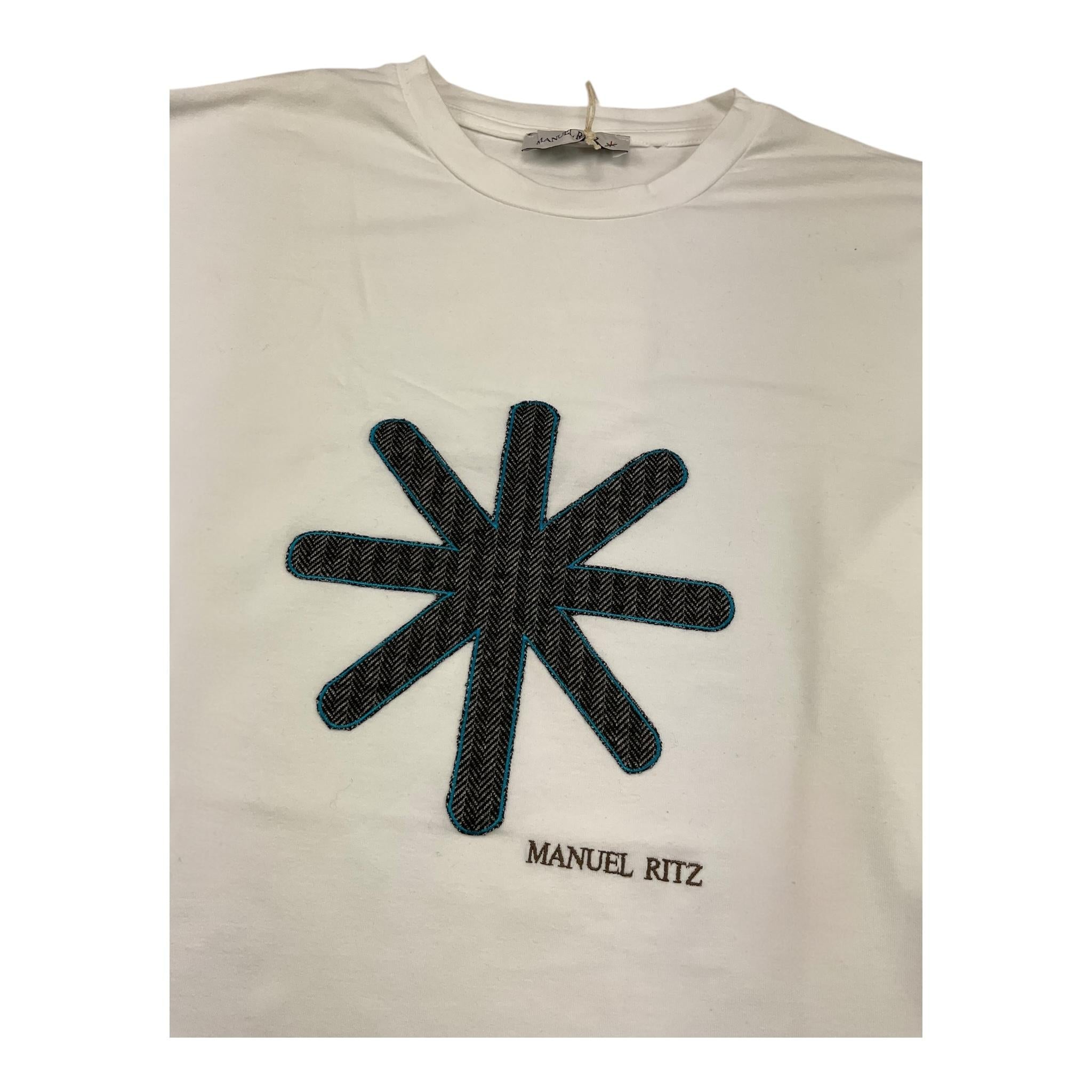 MANUEL RITZ shirt girocollo tinta unita con logo Bianco per Bambino MR2370 BIANCO MANUEL RITZ