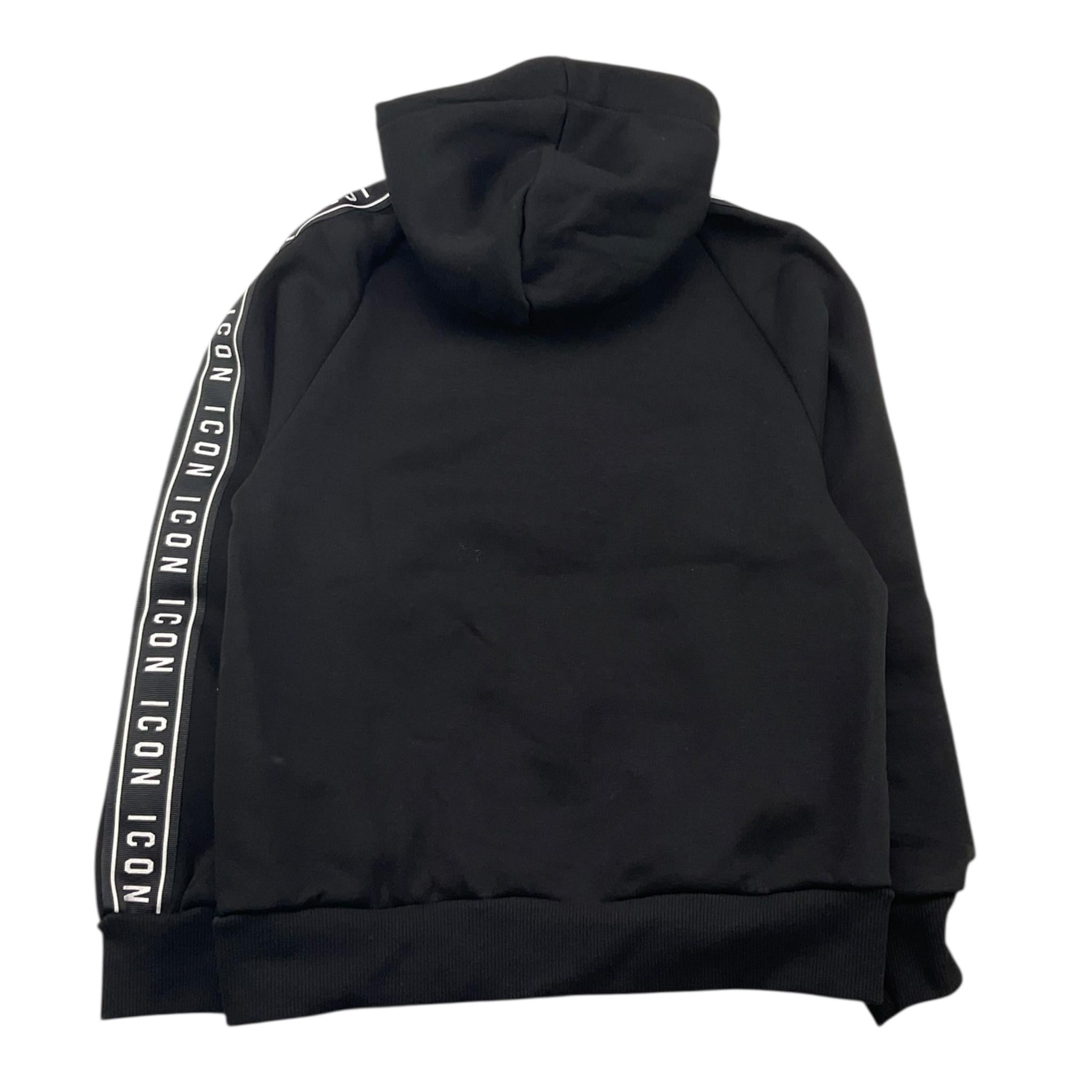 ICON felpa con zip e cappuccio tinta unita con logo Nero per Bambino IBSW324 NERO ICON