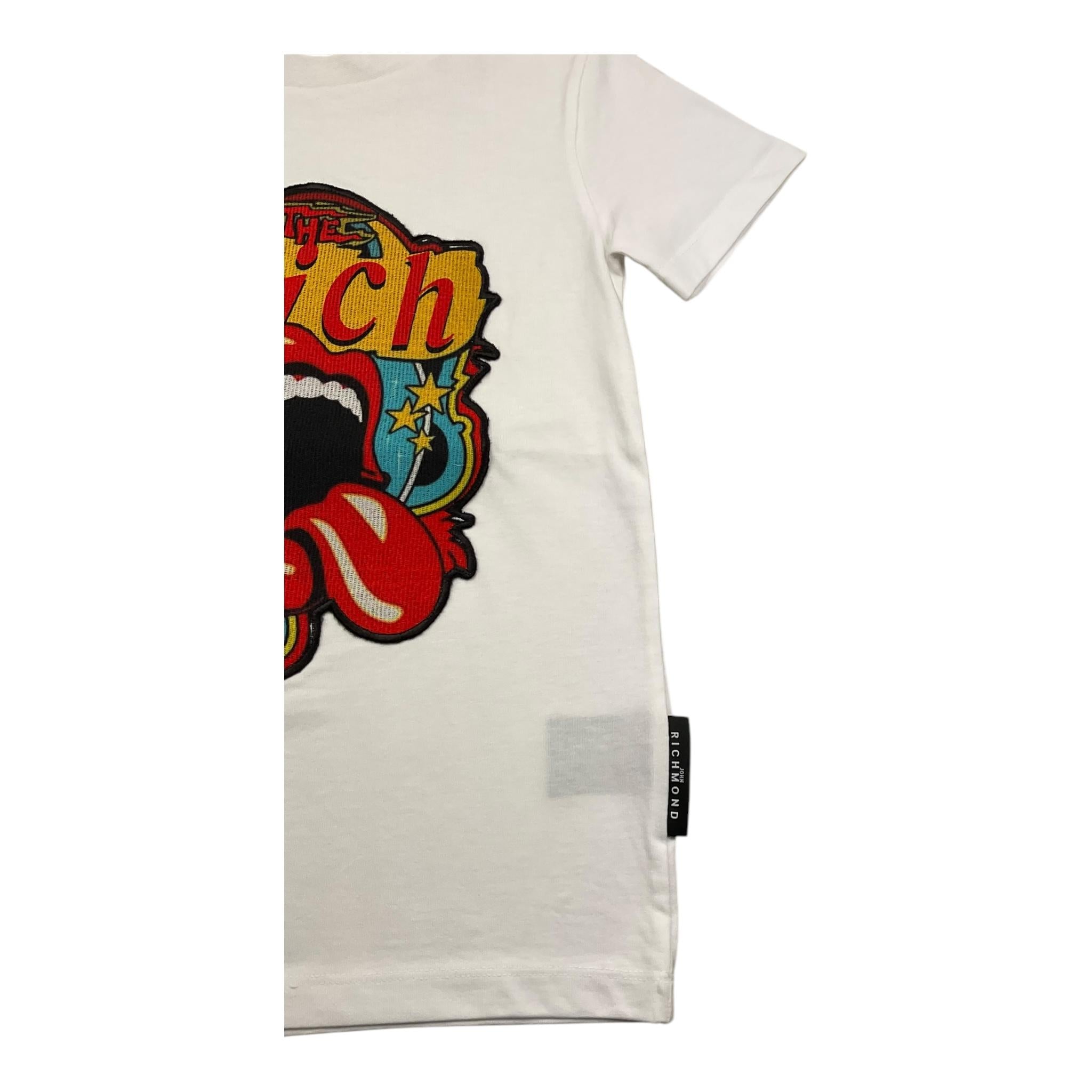 JOHN RICHMOND t-shirt girocollo tinta unita con stampa in contrasto Bianco per Bambino RBA25175TS BIANCO JOHN RICHMOND