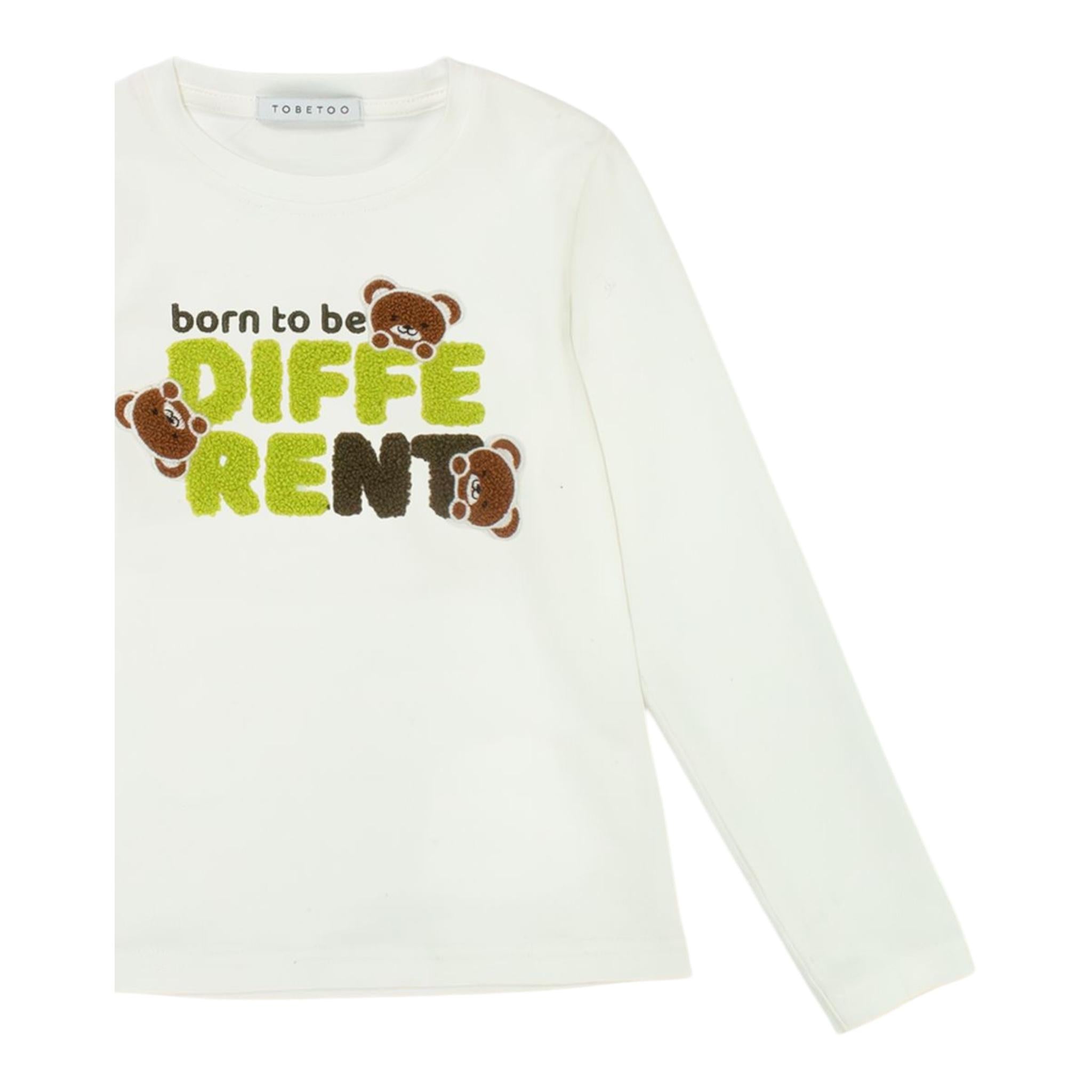 TO be too shirt girocollo tinta unita con stampa in contrasto Bianco per Bambino TFBF24T665 BIANCO TO be too