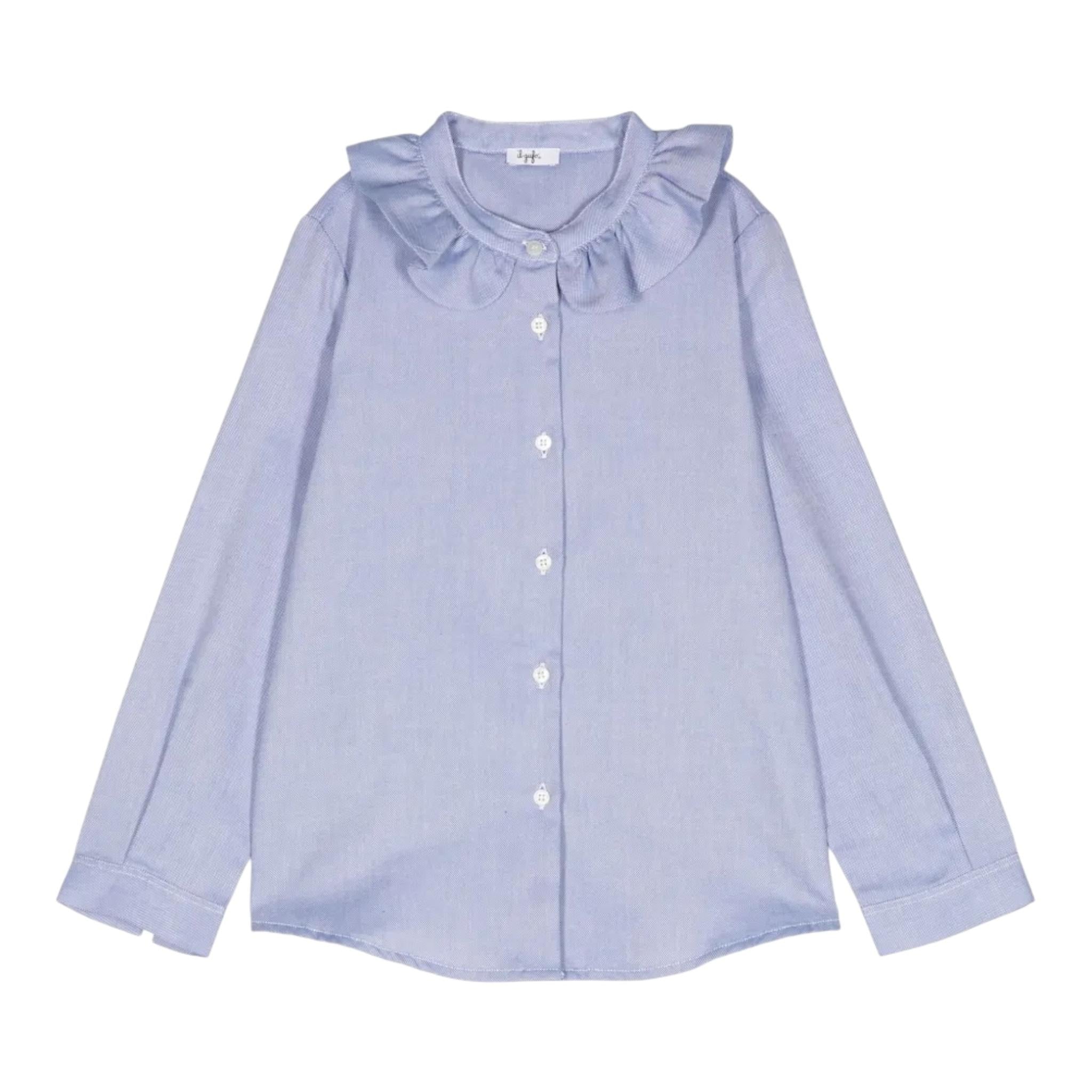 IL GUFO camicia manica lunga con colletto rouches Azzurro per Neonata A24CL239C0052N AZZURRO IL GUFO