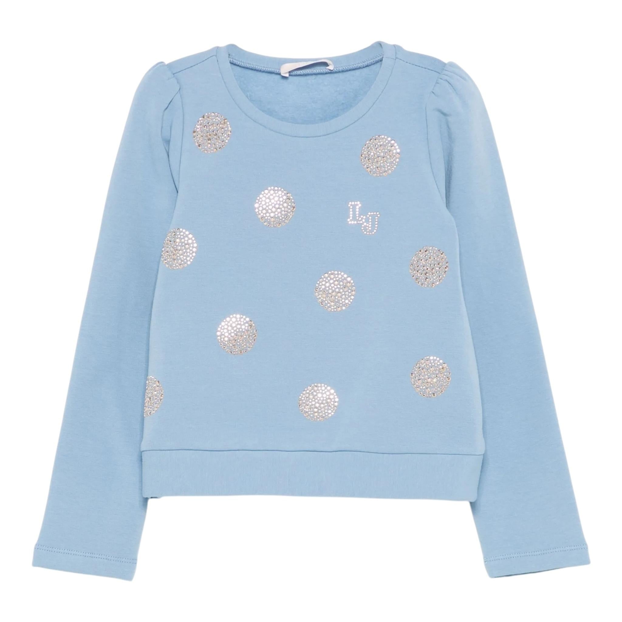 LIU JO felpa chiusa girocollo tnta unita con brillantini Azzurro per Neonata KF4108 AZZURRO LIU JO