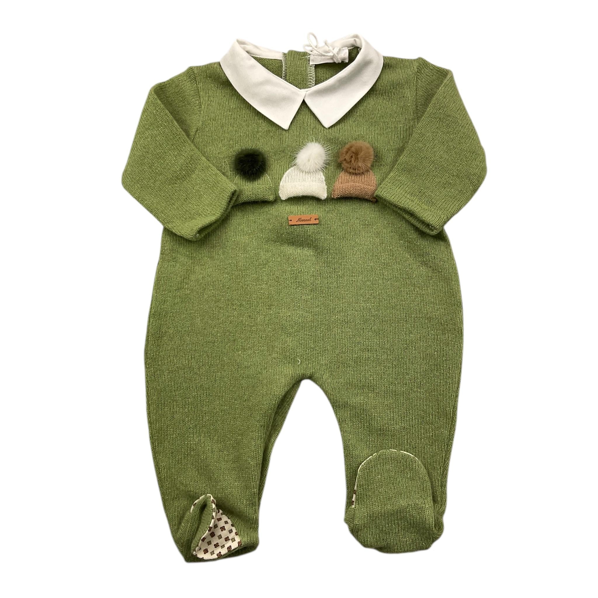 NINNAOH tutina tinta unita con colletto Verde per Neonato I24262T VERDE NINNAOH