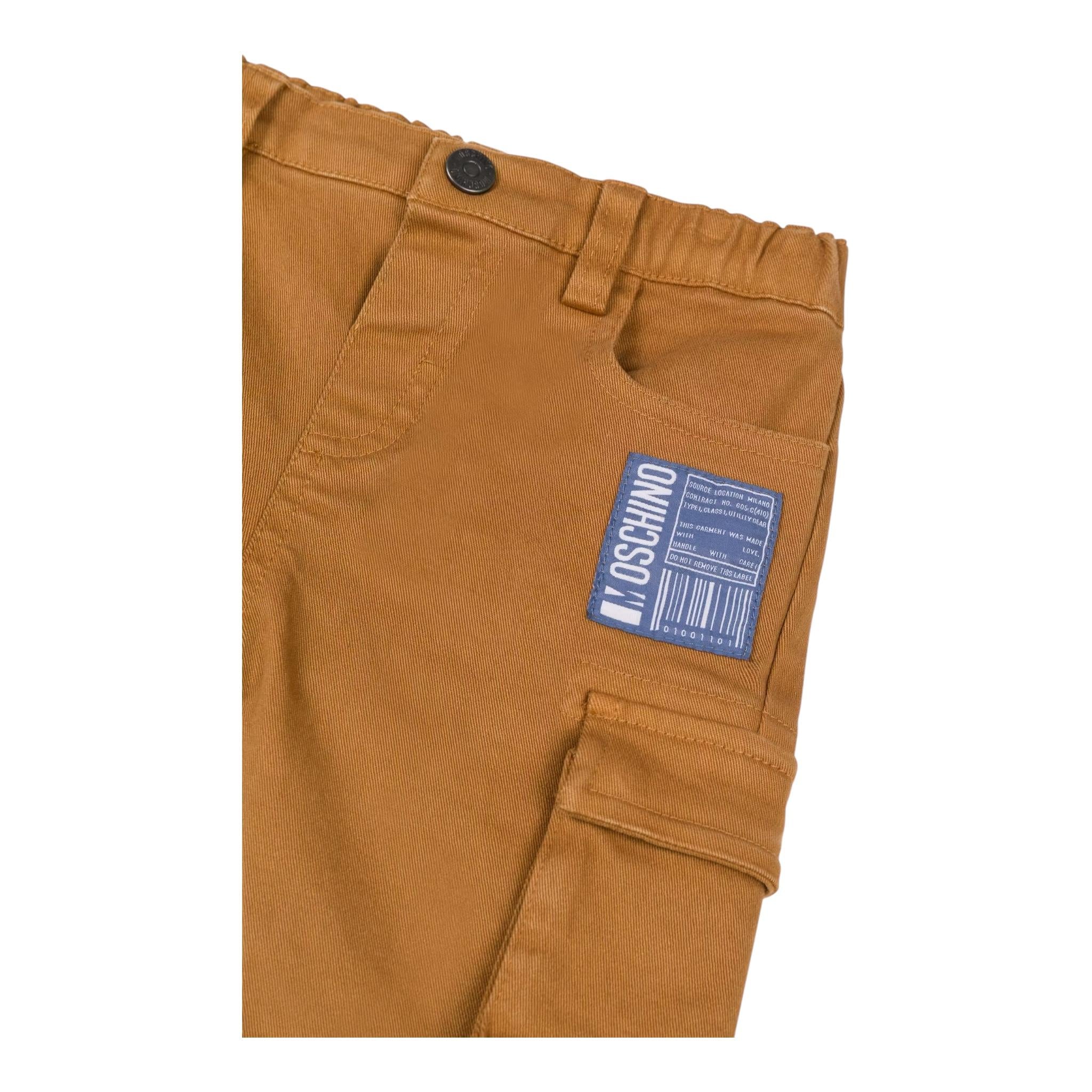 MOSCHINO pantalone tinta unita con elastico in vita Marrone per Neonato MUP055 MARRONE MOSCHINO