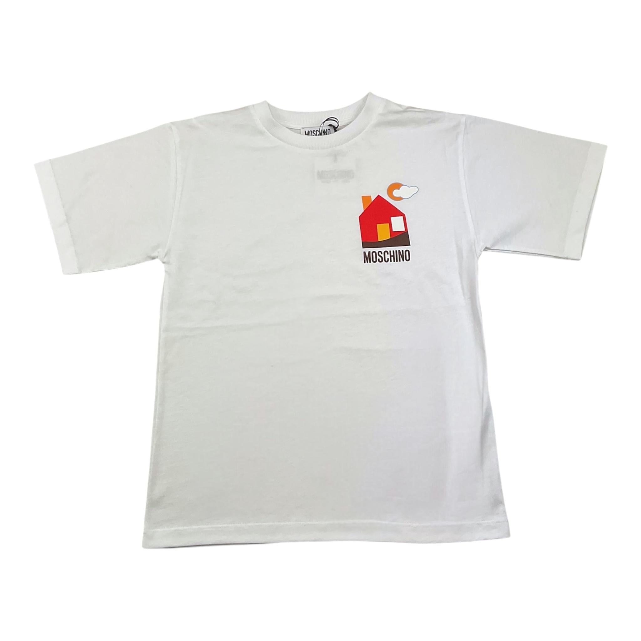 MOSCHINO t-shirt girocollo tinta unita con stampa Bianco per Bambino HTM05G BIANCO MOSCHINO