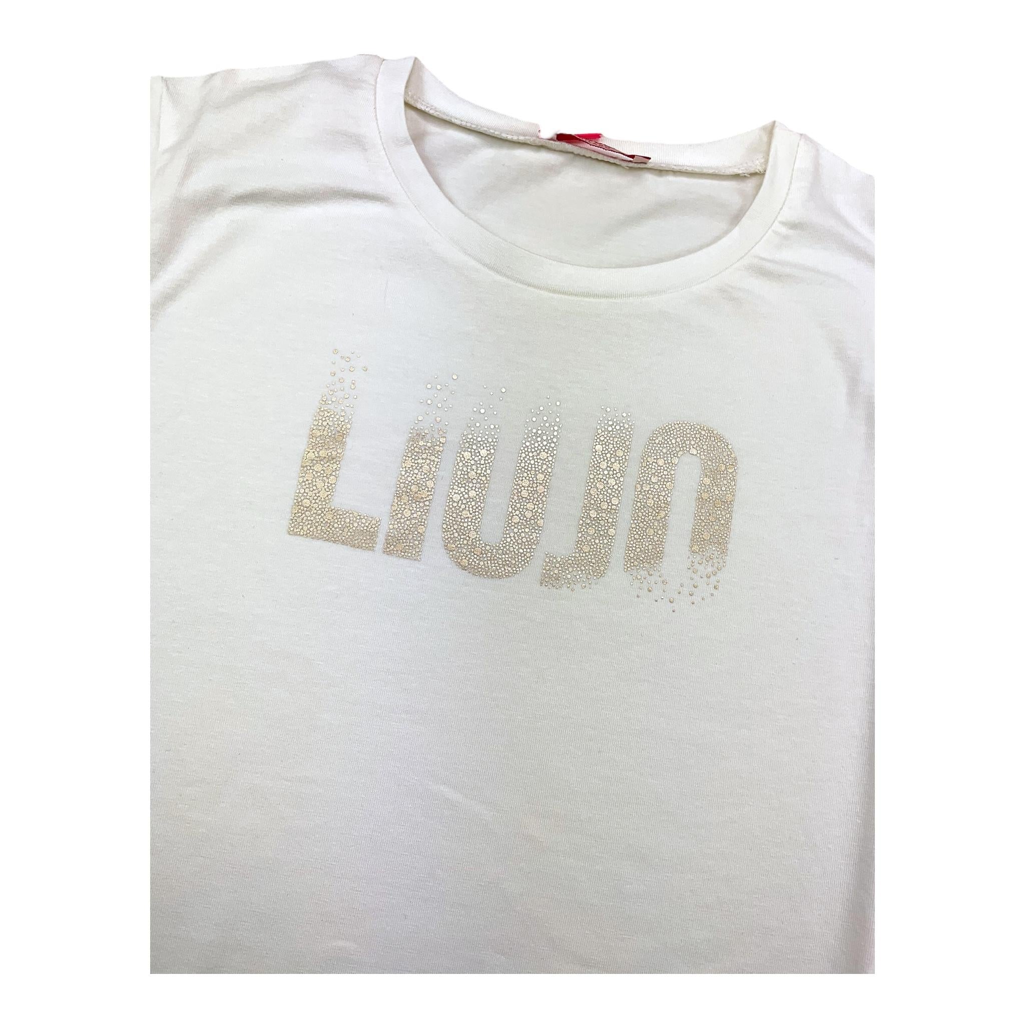 LIU JO shirt girocollo tinta unita con stampa Bianco/beige per Bambina GF4210 BIANCO/BEIGE LIU JO
