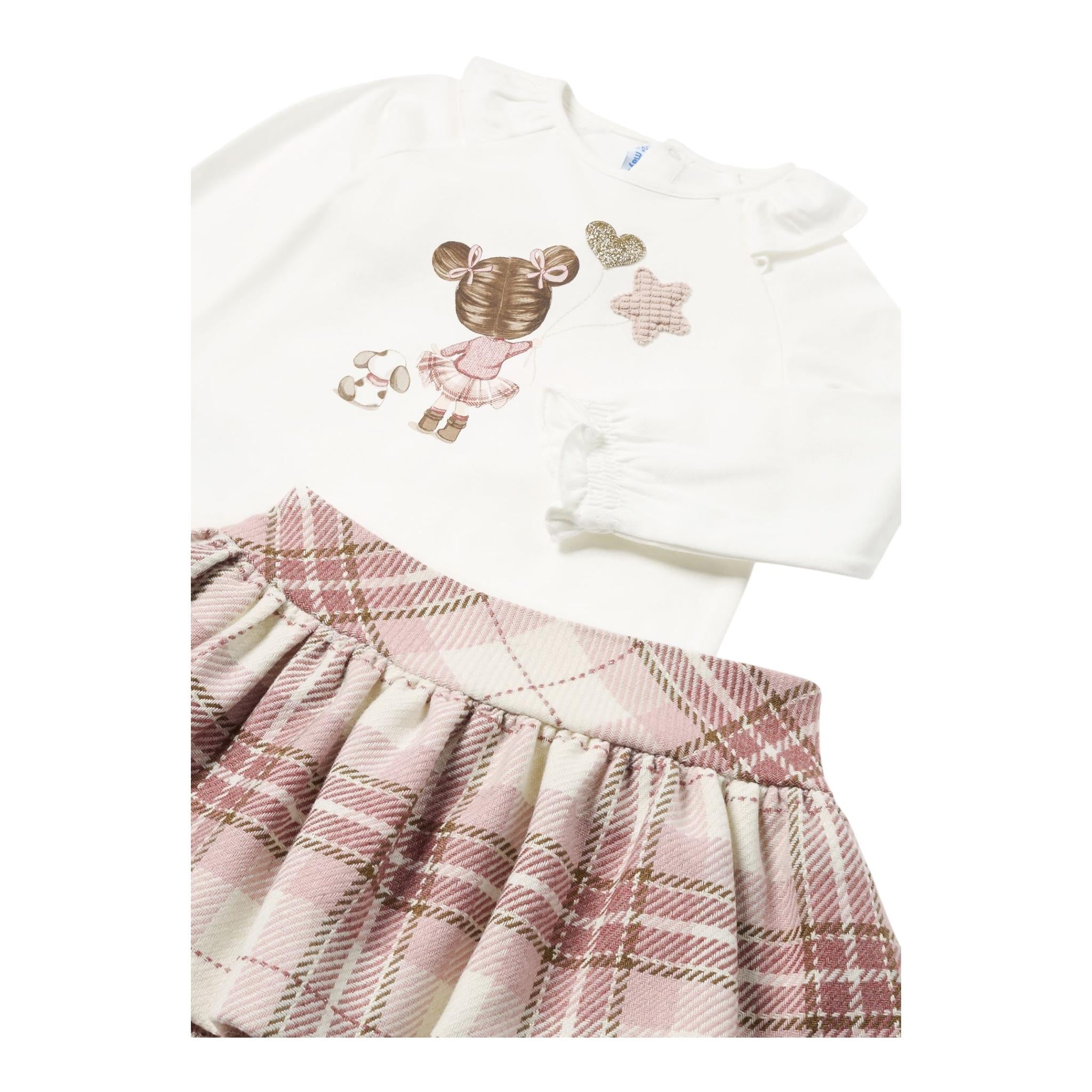 MAYORAL completo 2 pezzi shirt-gonna Bianco/rosa per Bambina 2927 BIANCO/ROSA MAYORAL