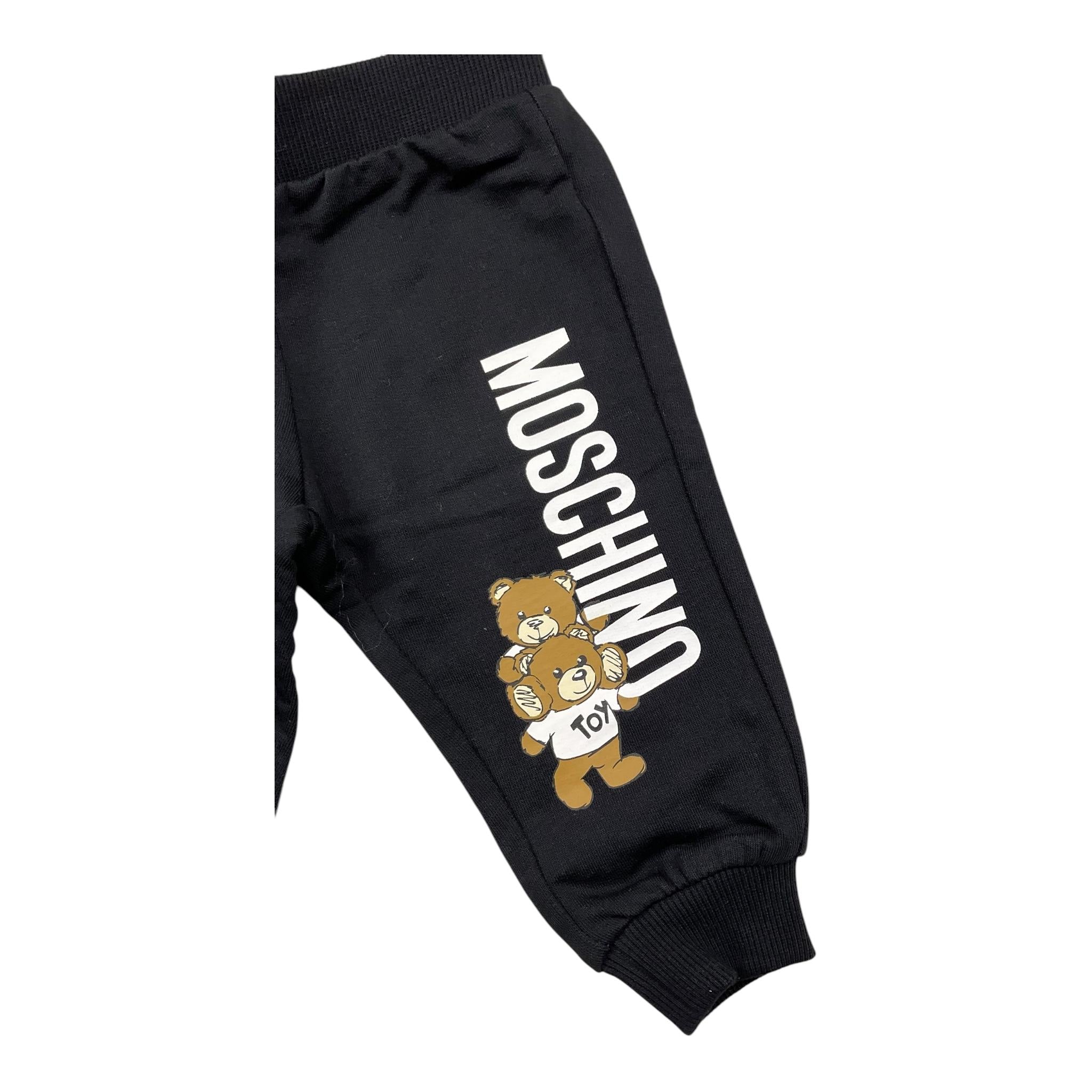 MOSCHINO pantalone tuta tinta unita con stampa in contrasto Nero per Bambino HUP084 NERO MOSCHINO