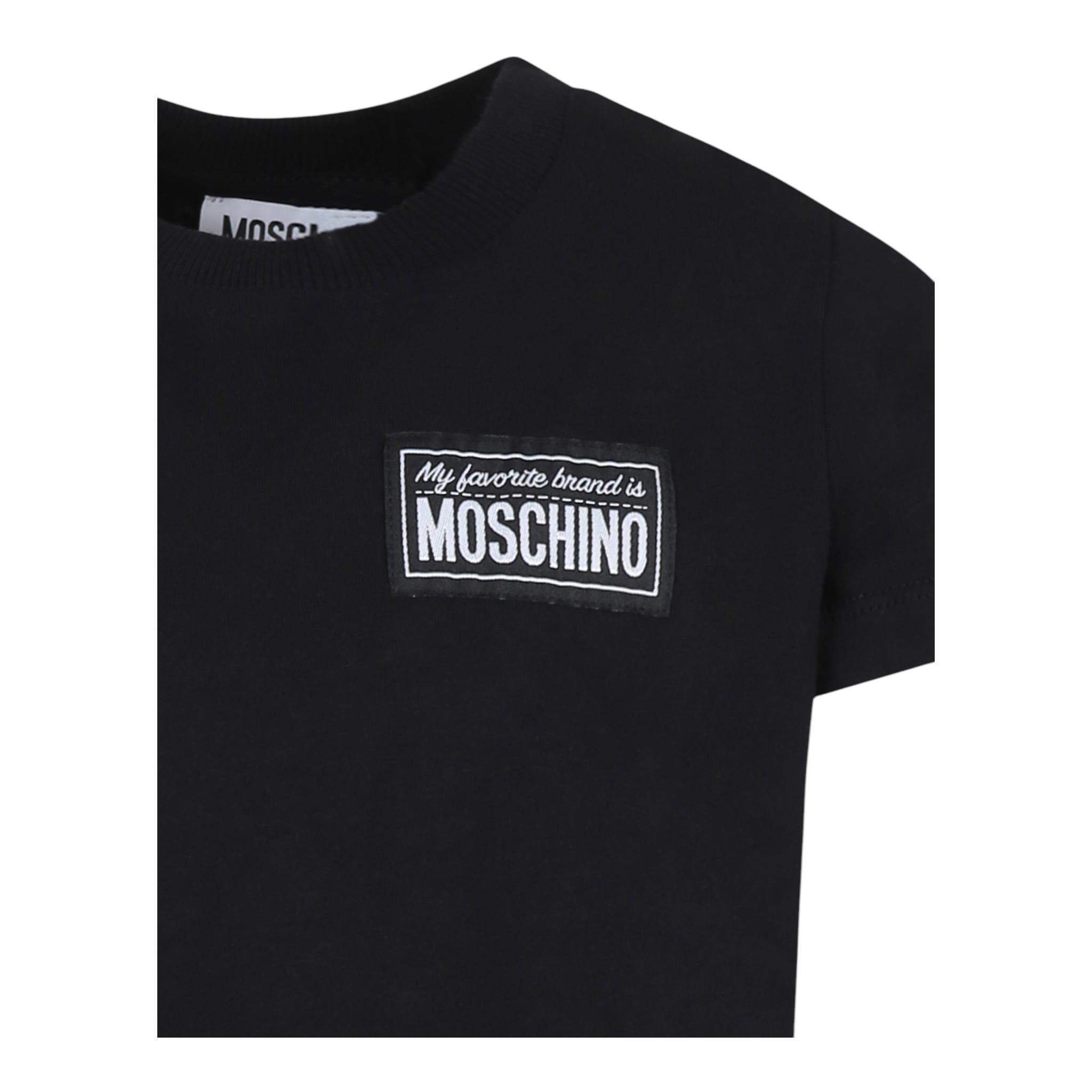 MOSCHINO t-shirt tinta unita girocollo Nero per Bambino HRM04K NERO MOSCHINO