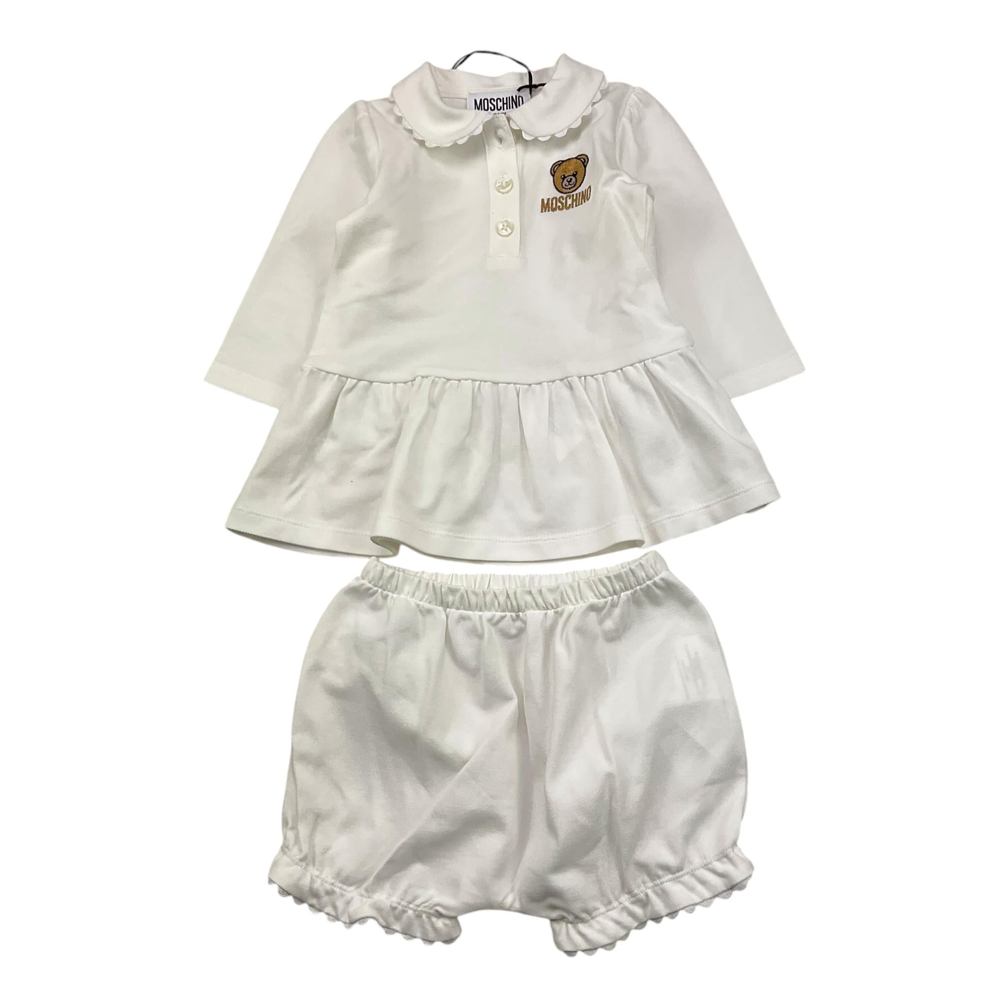 MOSCHINO completo 2pz camicia-short tinta unita Bianco per Neonata MDV0D0 BIANCO MOSCHINO