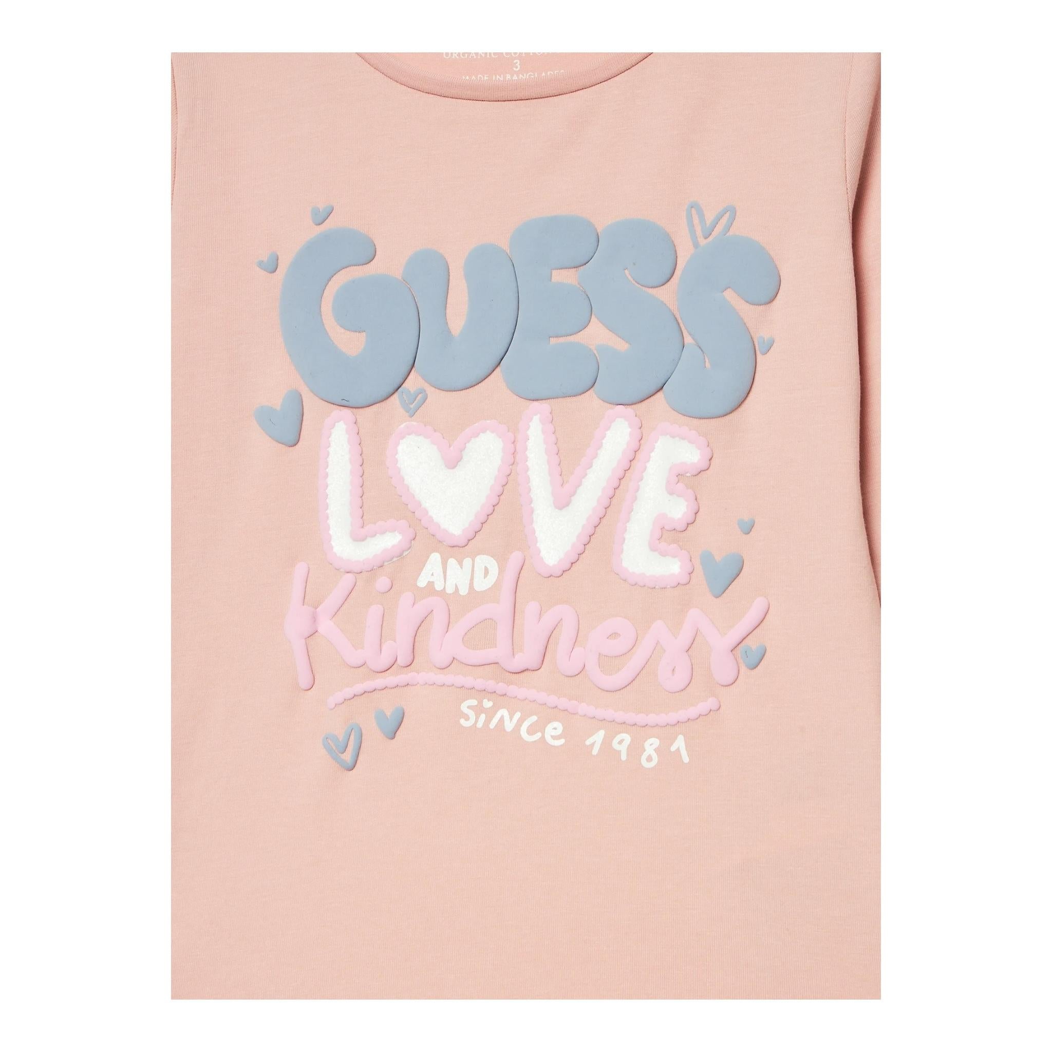 GUESS shirt girocollo tinta unita con stampa in contrasto Rosa per Neonata A4BI03J1314X ROSA GUESS