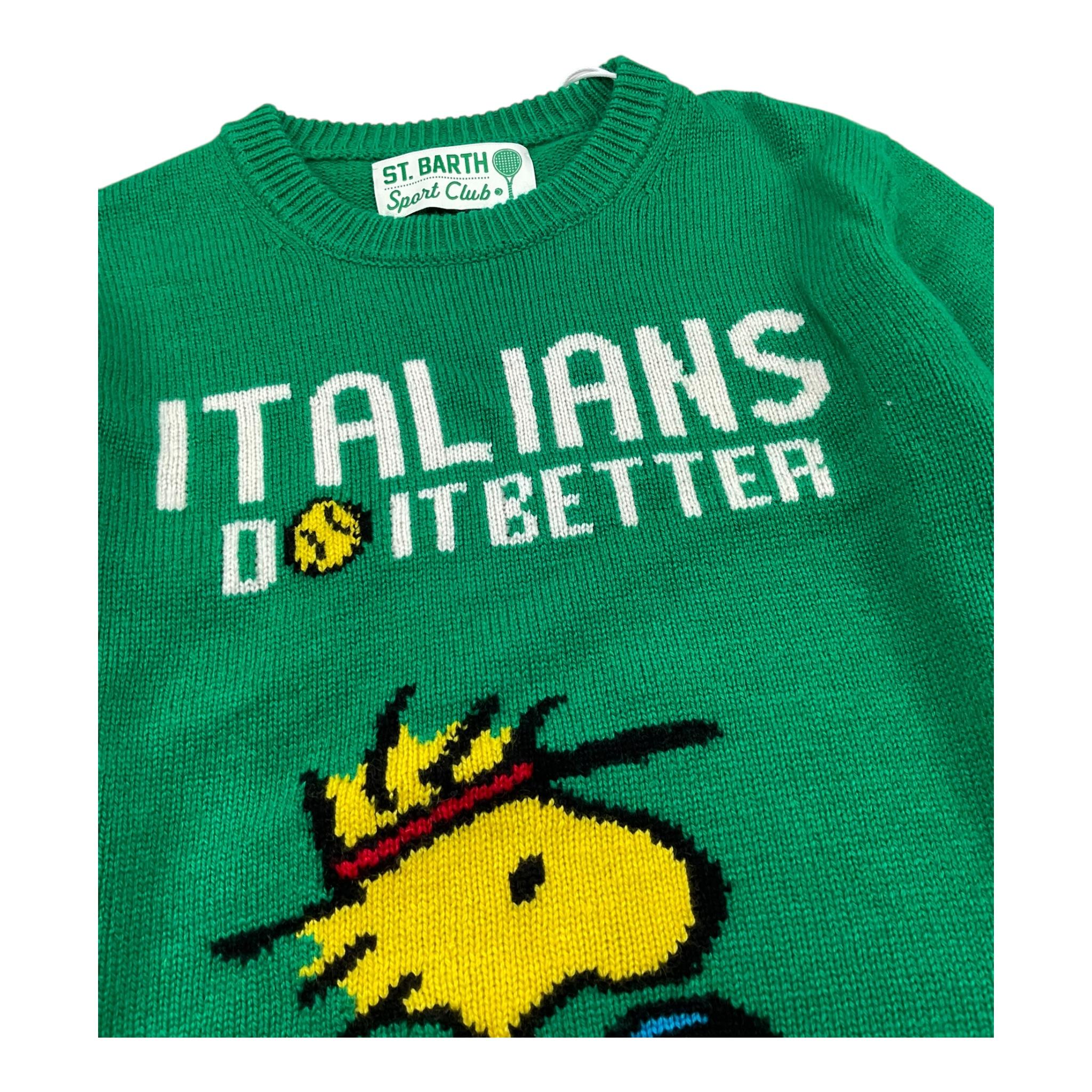 SAINT BARTH maglia girocollo tinta unita con stampa Verde per Bambino DOU0001X VERDE SAINT BARTH