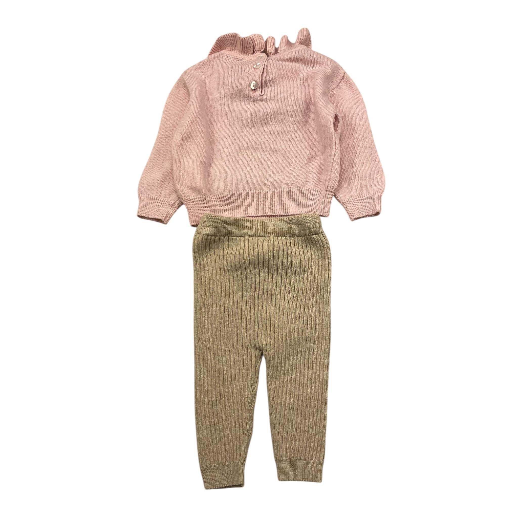 LE BEBE' completo 2pz maglia-leggins tinta unita con fantasia Rosa per Neonata LBG5977 ROSA LE BEBE'