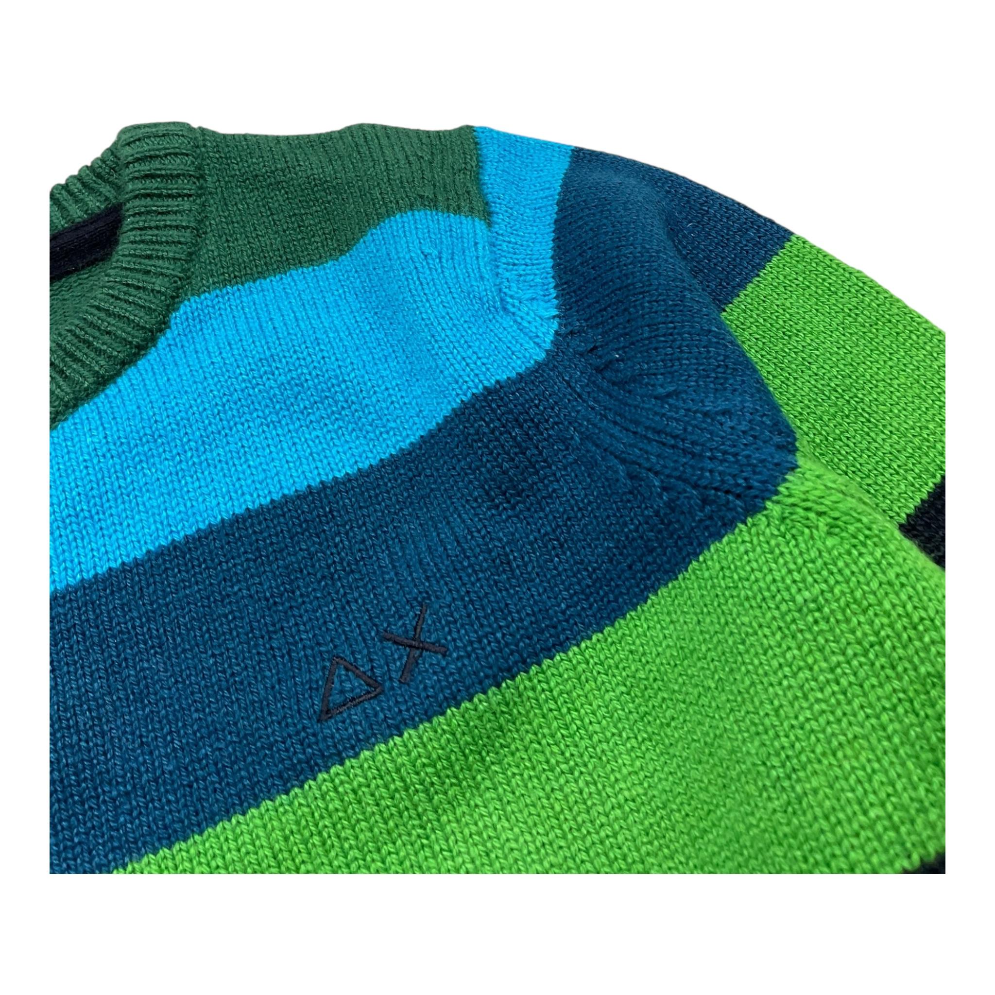 SUN68 maglia tinta unita girocollo con fantasia a righe Blu per Bambino K44348 BLU SUN68