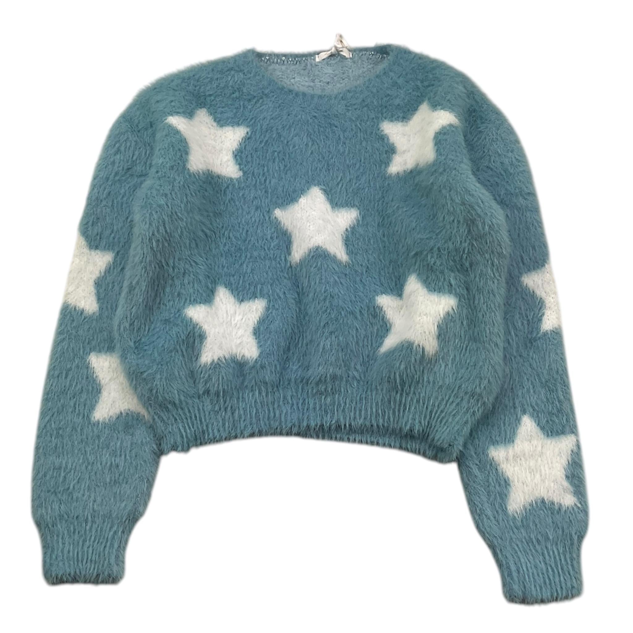 LU LU BY MISS GRANT maglia tinta unita con stampa stelle Azzurro per Bambina LL3153X AZZURRO LU LU BY MISS GRANT