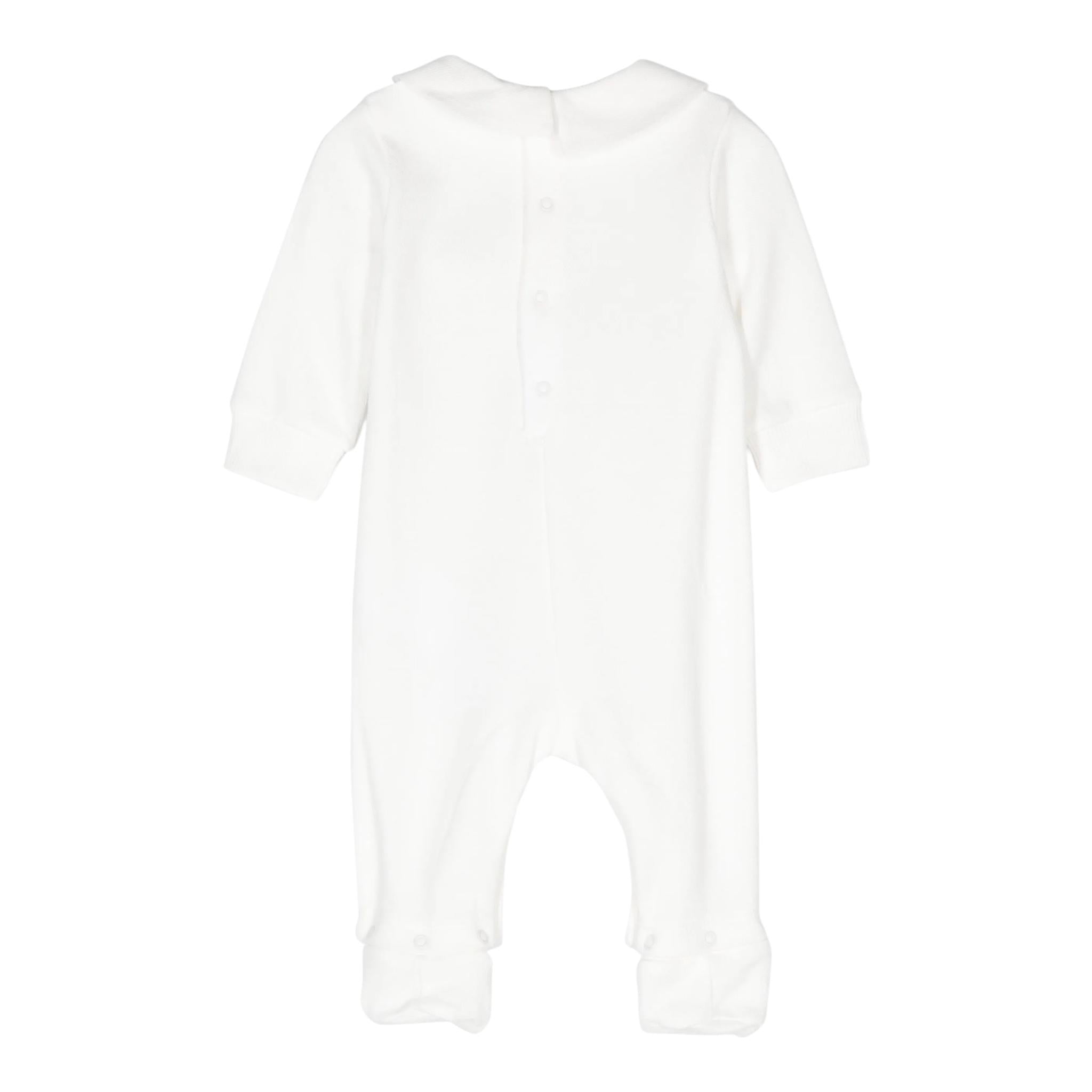 MOSCHINO tutina tinta unita manica lunga con stampa orso Bianco per Neonato MMY066 BIANCO MOSCHINO