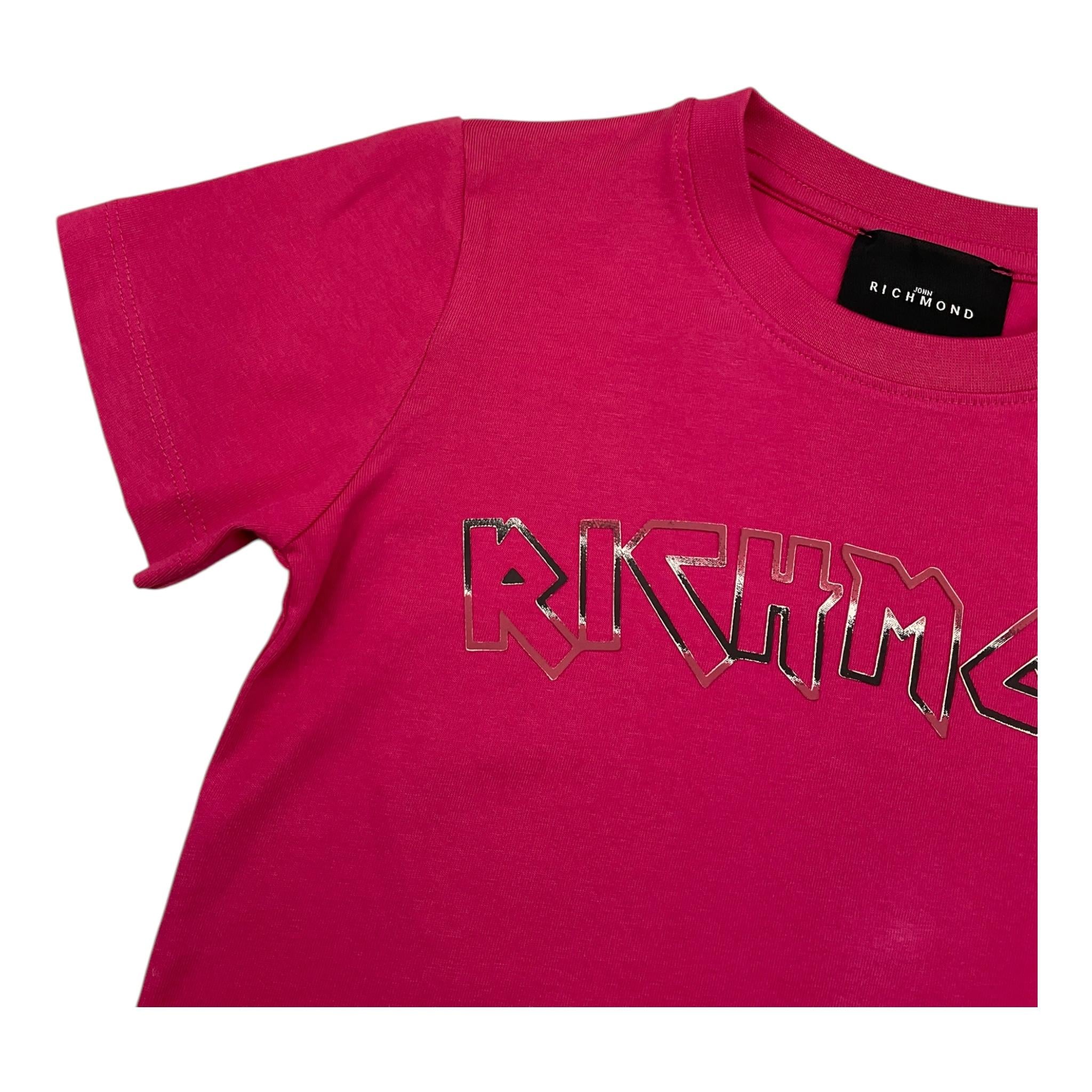 JOHN RICHMOND t-shirt girocollo tinta unita con stampa in contrasto Fuxia per Bambina RGA25215TS FUXIA JOHN RICHMOND