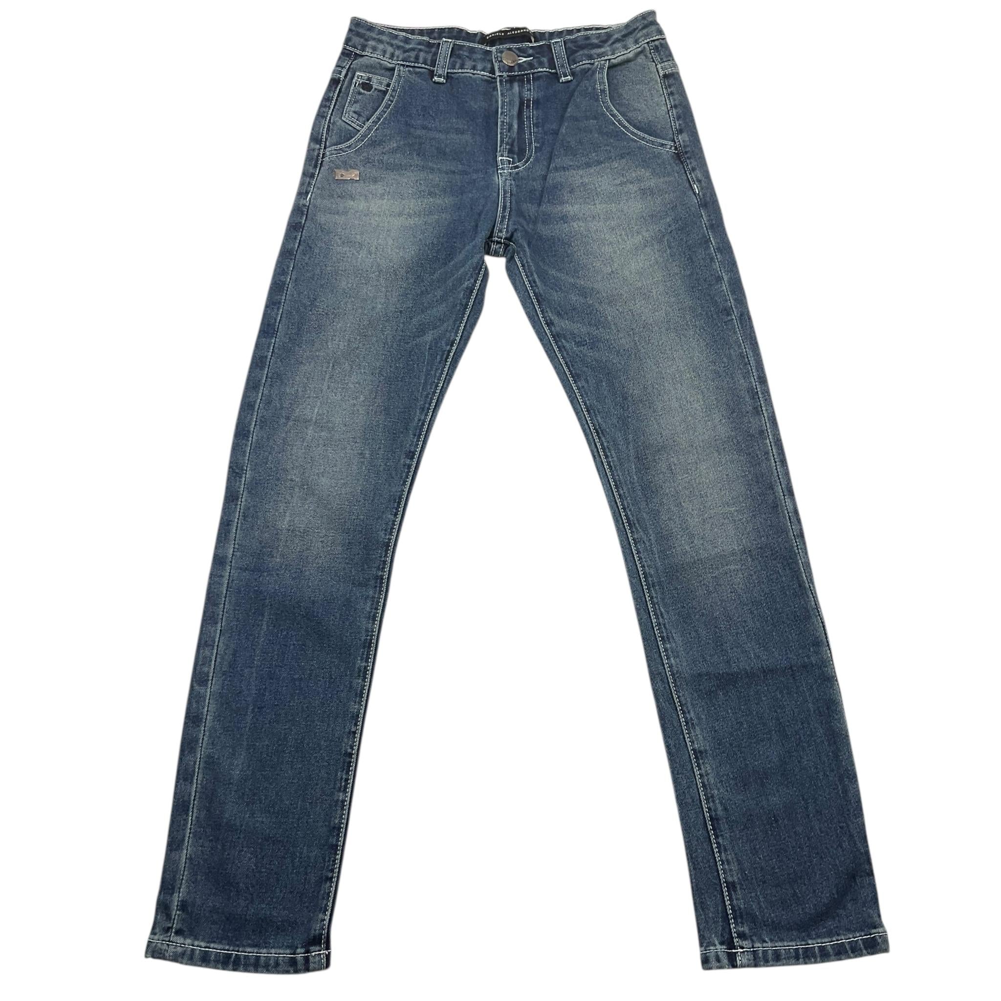 DANIELE ALESSANDRINI jeans tinta unita con logo Blu per Bambino 1231PD00006 BLU DANIELE ALESSANDRINI