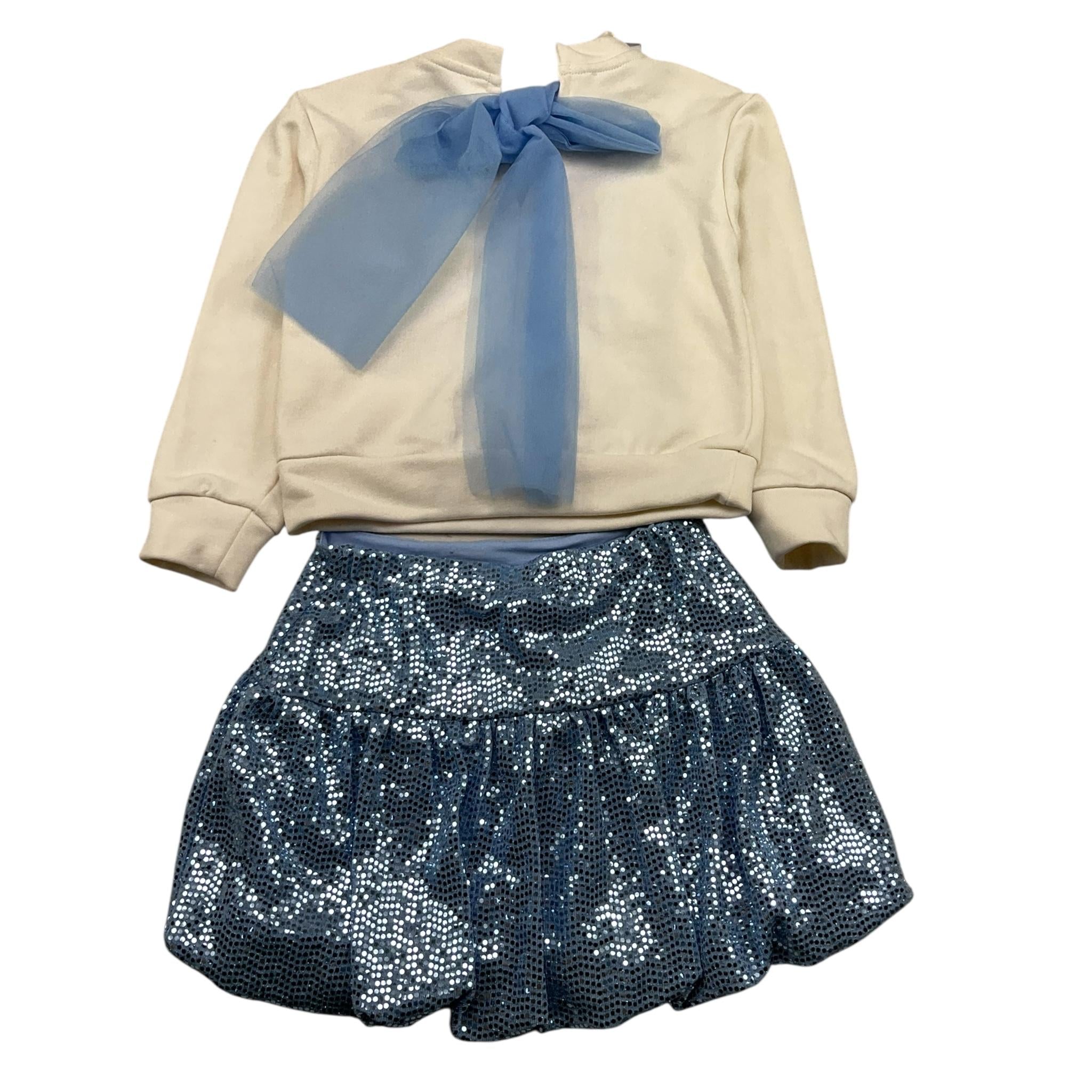 MISS GRANT completo 2 pezzi felpa-gonna bicolore Panna/azzurro per Bambina MG1201 PANNA/AZZURRO MISS GRANT