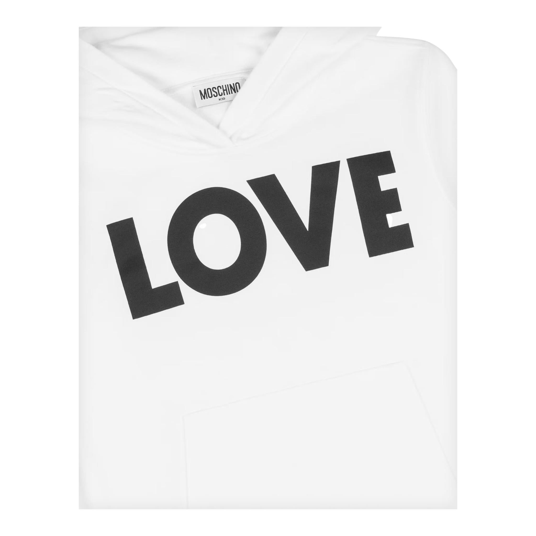 MOSCHINO felpa tinta unita con cappuccio e stampa Bianco per Bambina HDF063X BIANCO MOSCHINO