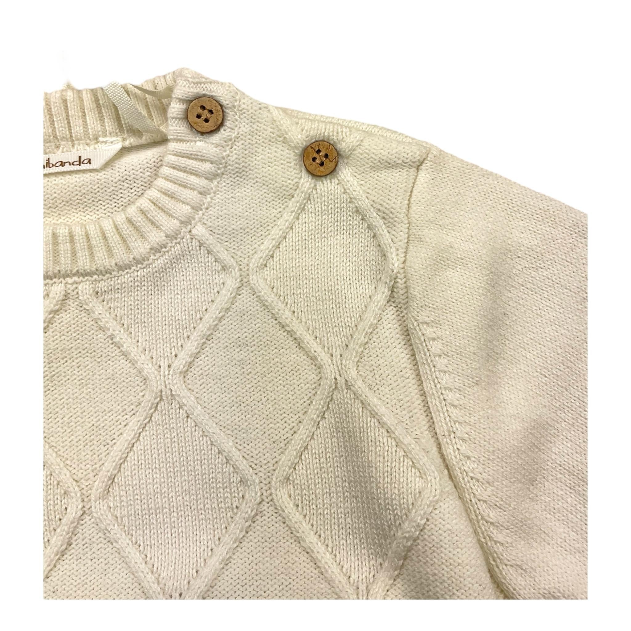 MINI BANDA maglia girocollo tinta unita Panna per Neonato 3A666 PANNA MINI BANDA