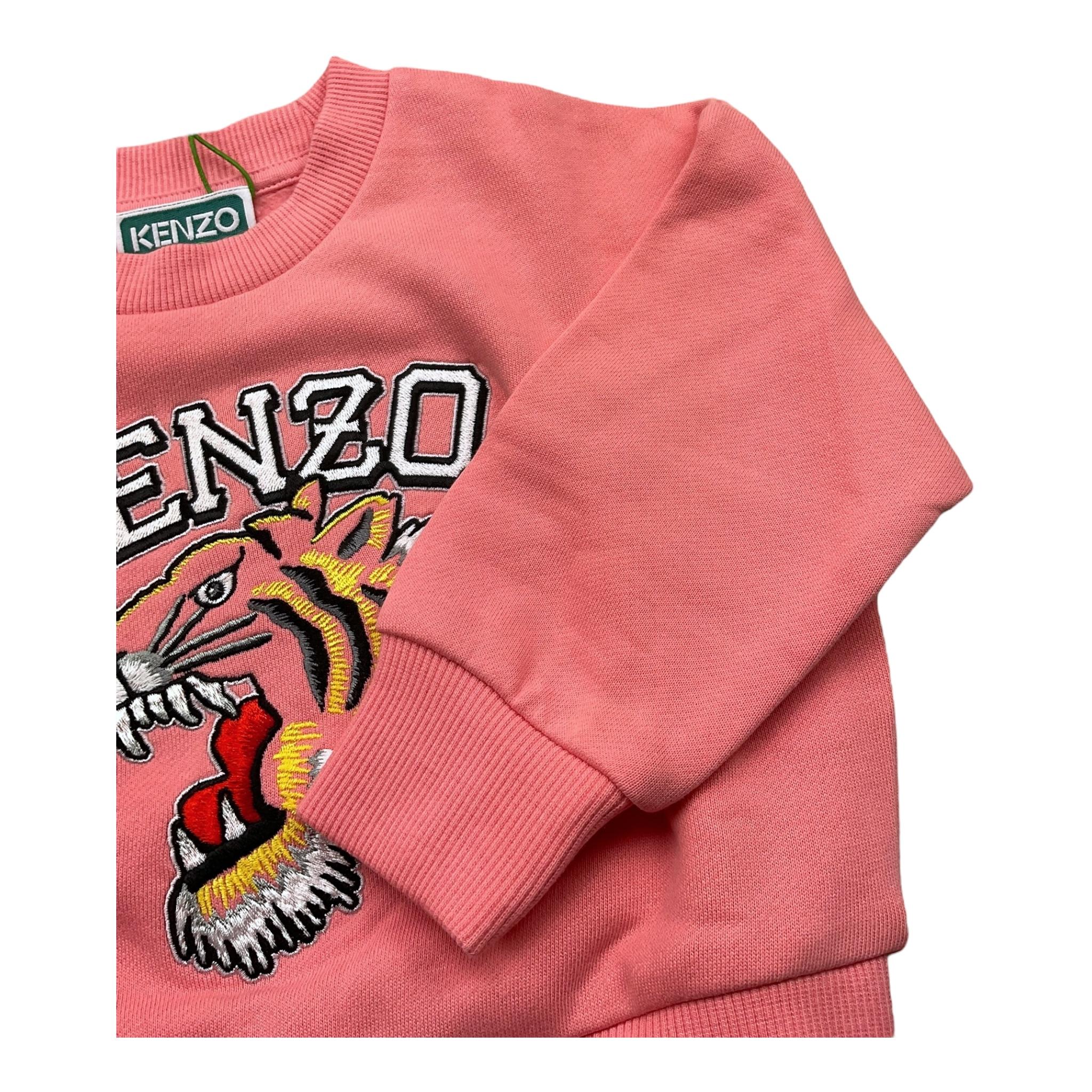 KENZO felpa chiusa girocollo tinta unita con stampa Rosa per Bambina K60692J ROSA KENZO