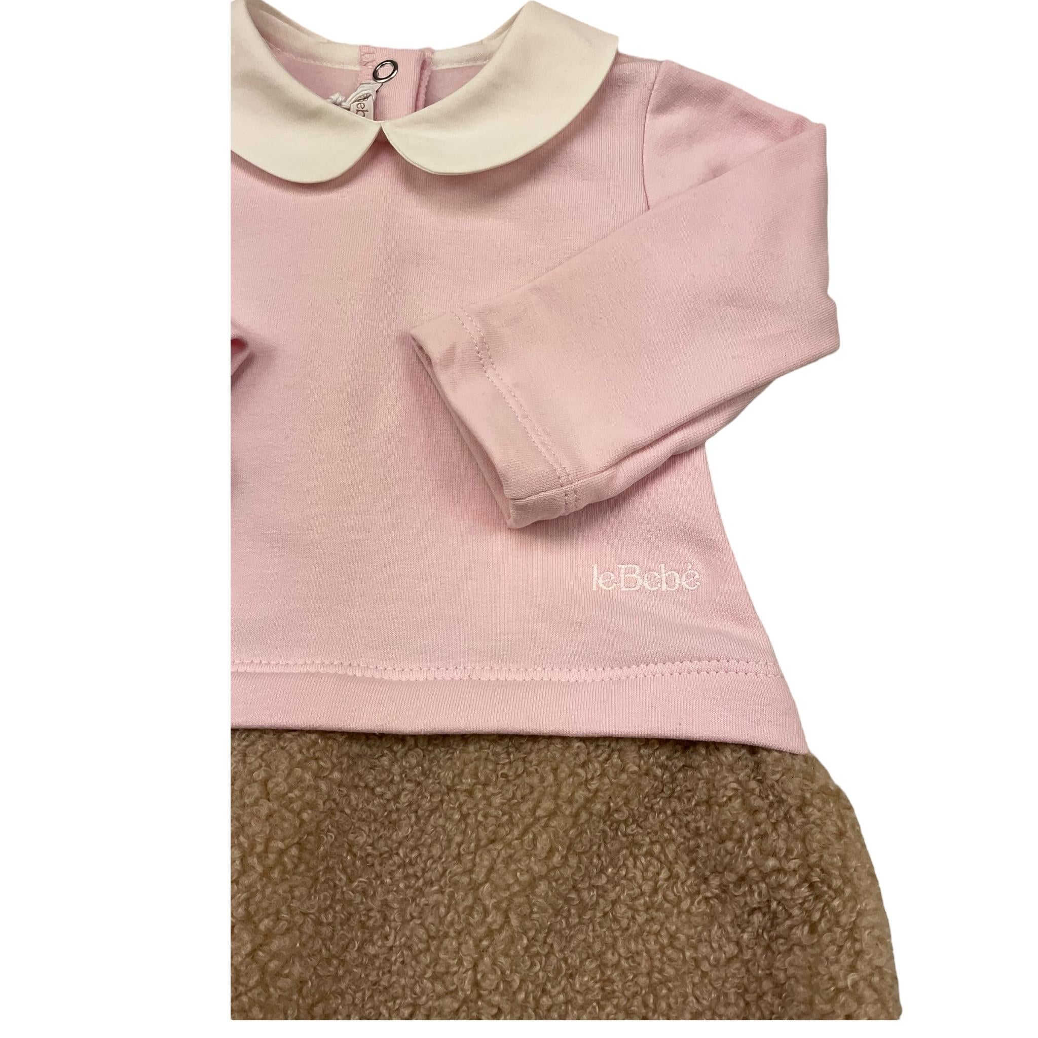 LE BEBE' pagliaccetto manica lunga bicolore Rosa/beige per Neonata LBG6036 ROSA/BEIGE LE BEBE'