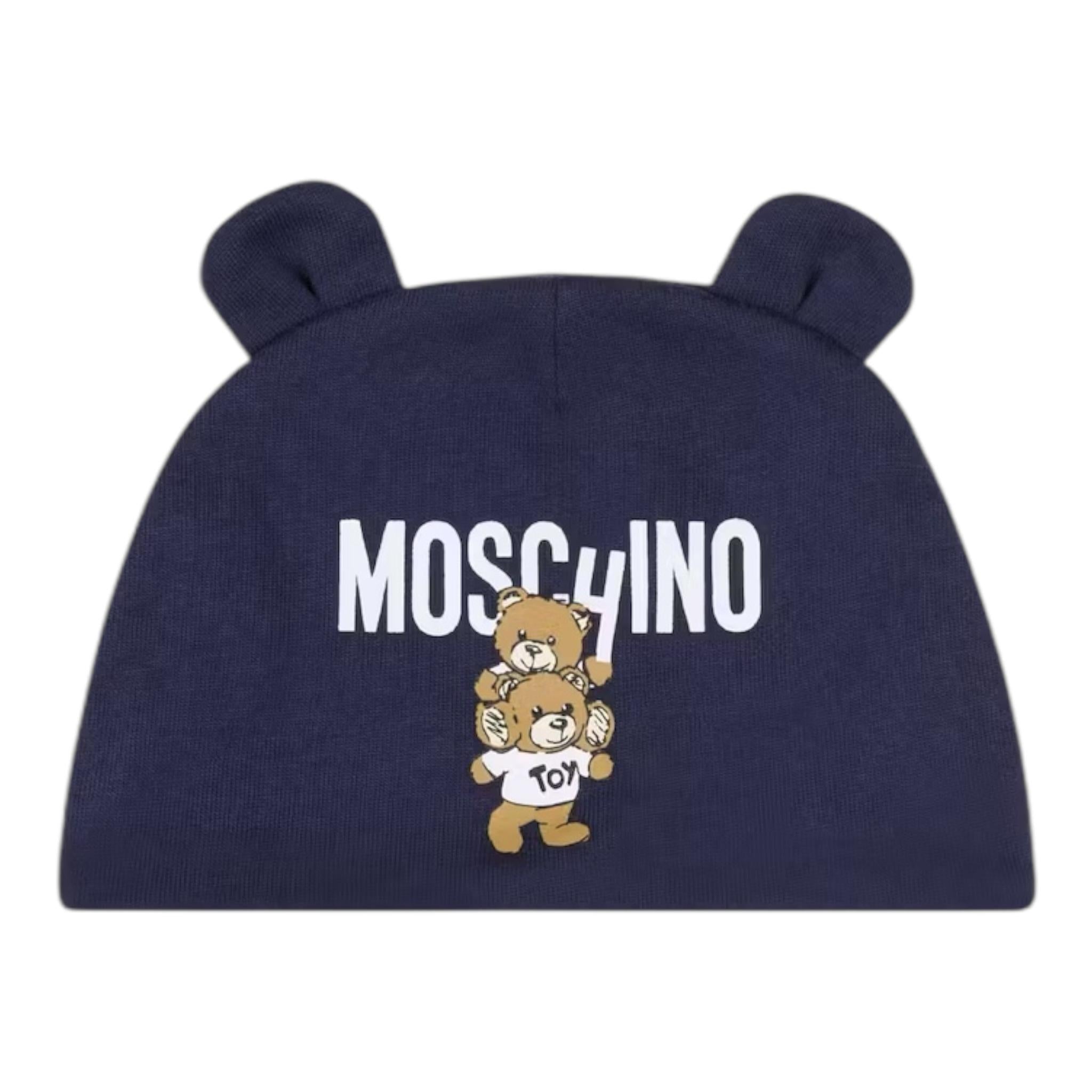 MOSCHINO cappello tinta unita con orecchie Blu per Neonato MUX04V BLU MOSCHINO