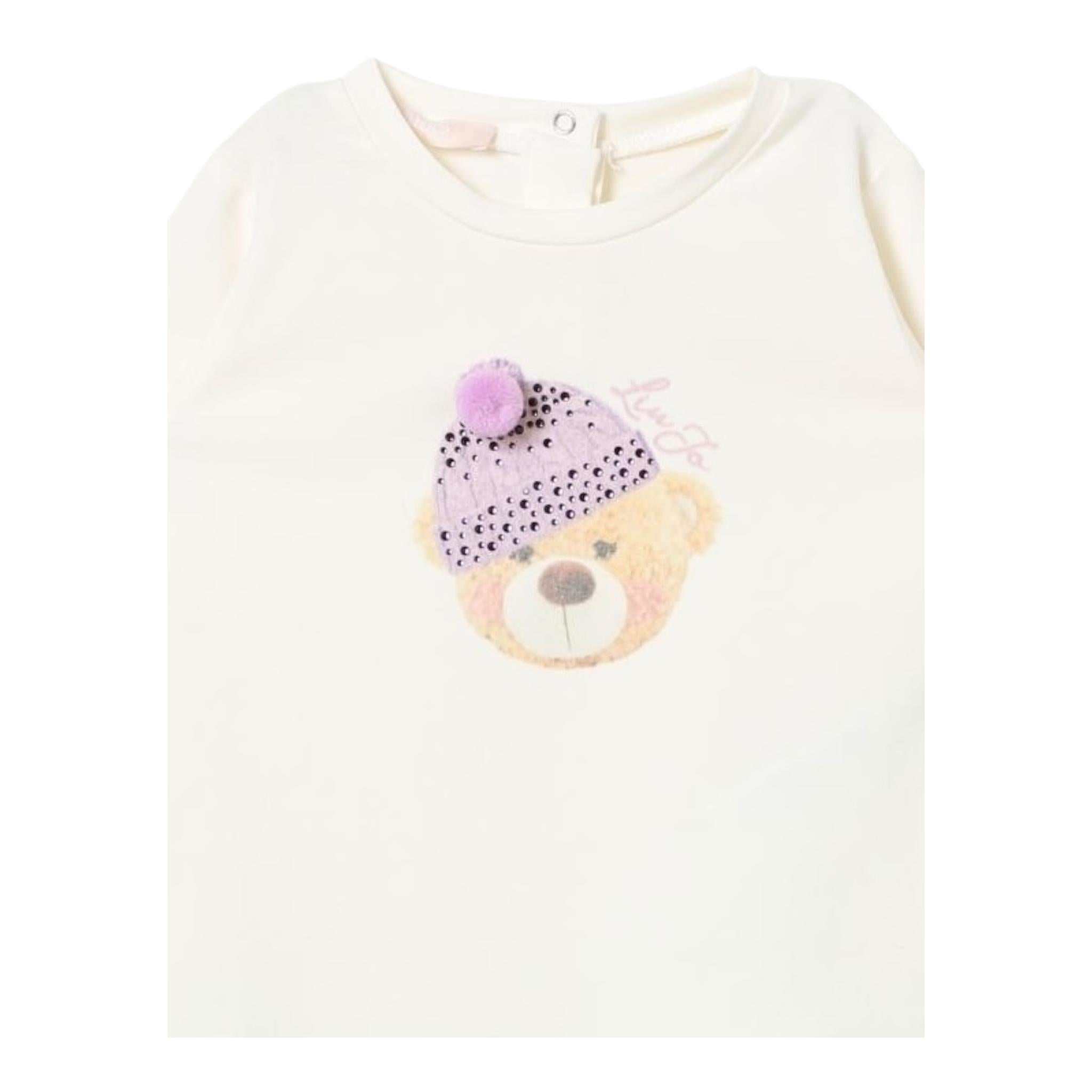 LIU JO shirt girocollo tinta unita con stampa Panna per Neonata HF4045J0089 PANNA LIU JO