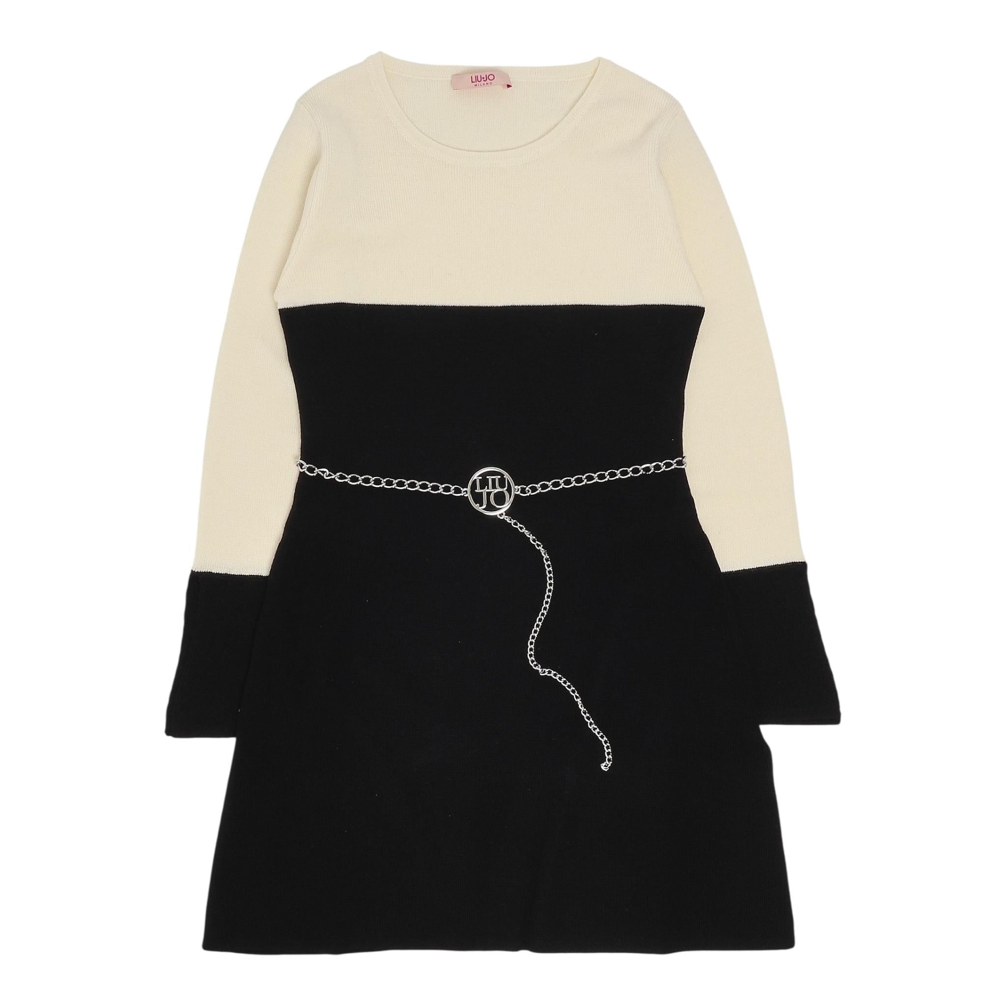 LIU JO abito manica lunga bicolore Panna/nero per Bambina GF4134 PANNA/NERO LIU JO