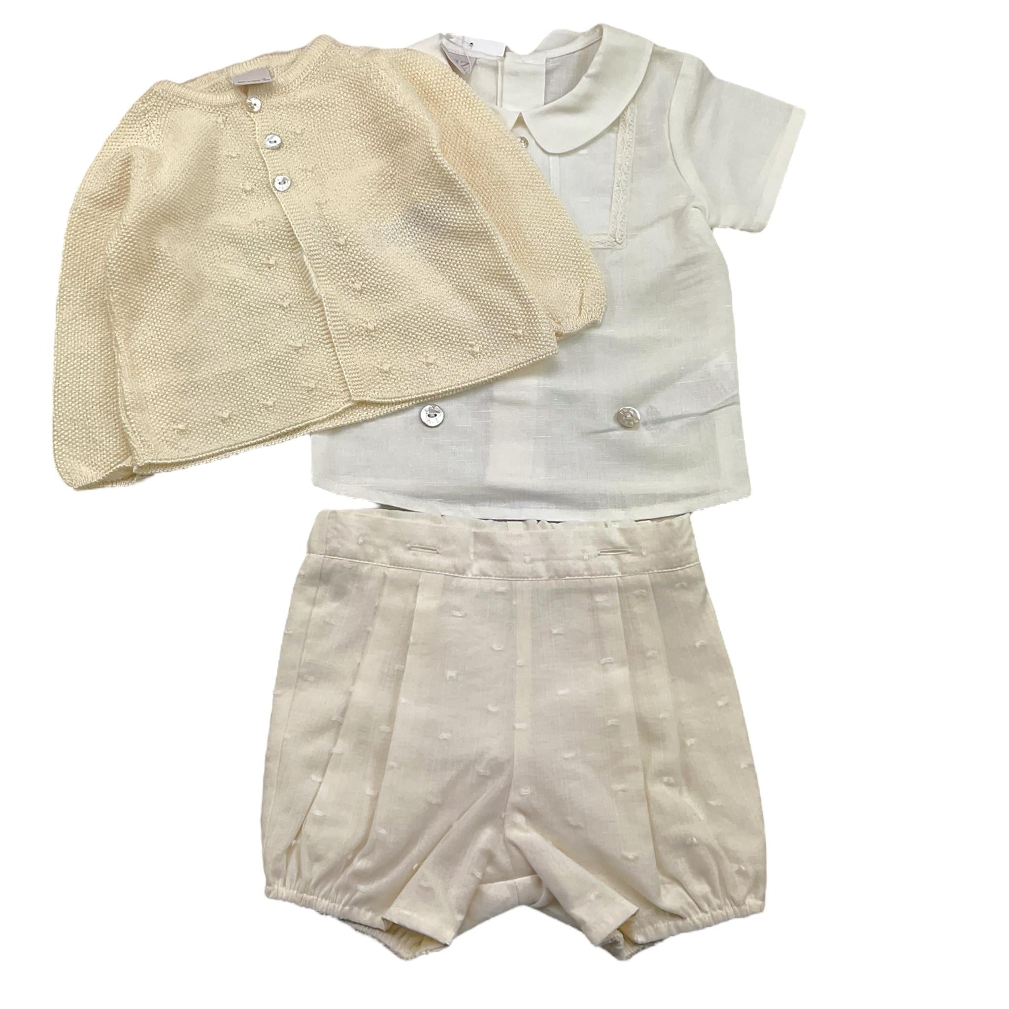 PAZ RODRIGUEZ completo 4 pz short-camicia-cardigan-cappello Panna per Neonata 001121279 PANNA PAZ RODRIGUEZ