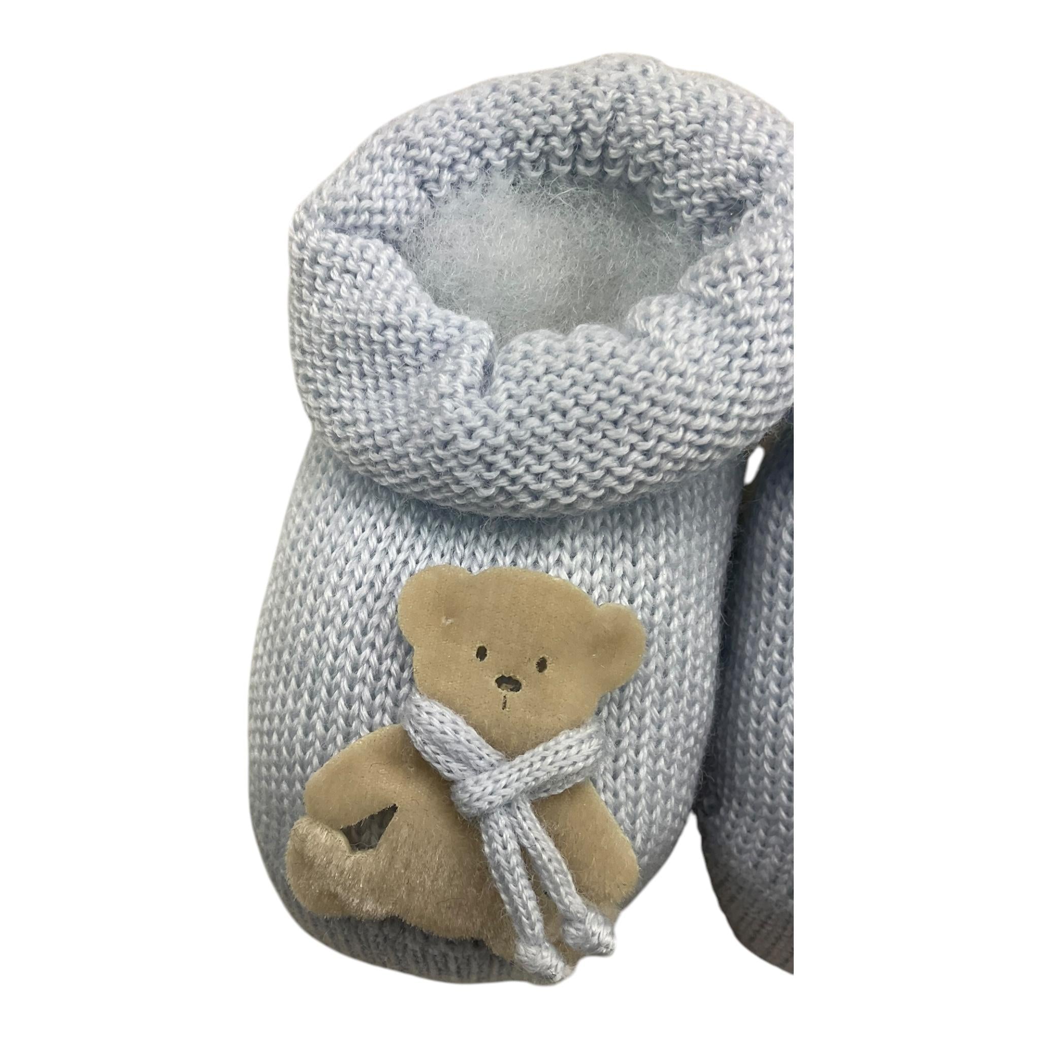 STORY LORIS babbucce tinta unita con orso Azzurro per Neonato 32033 AZZURRO STORY LORIS