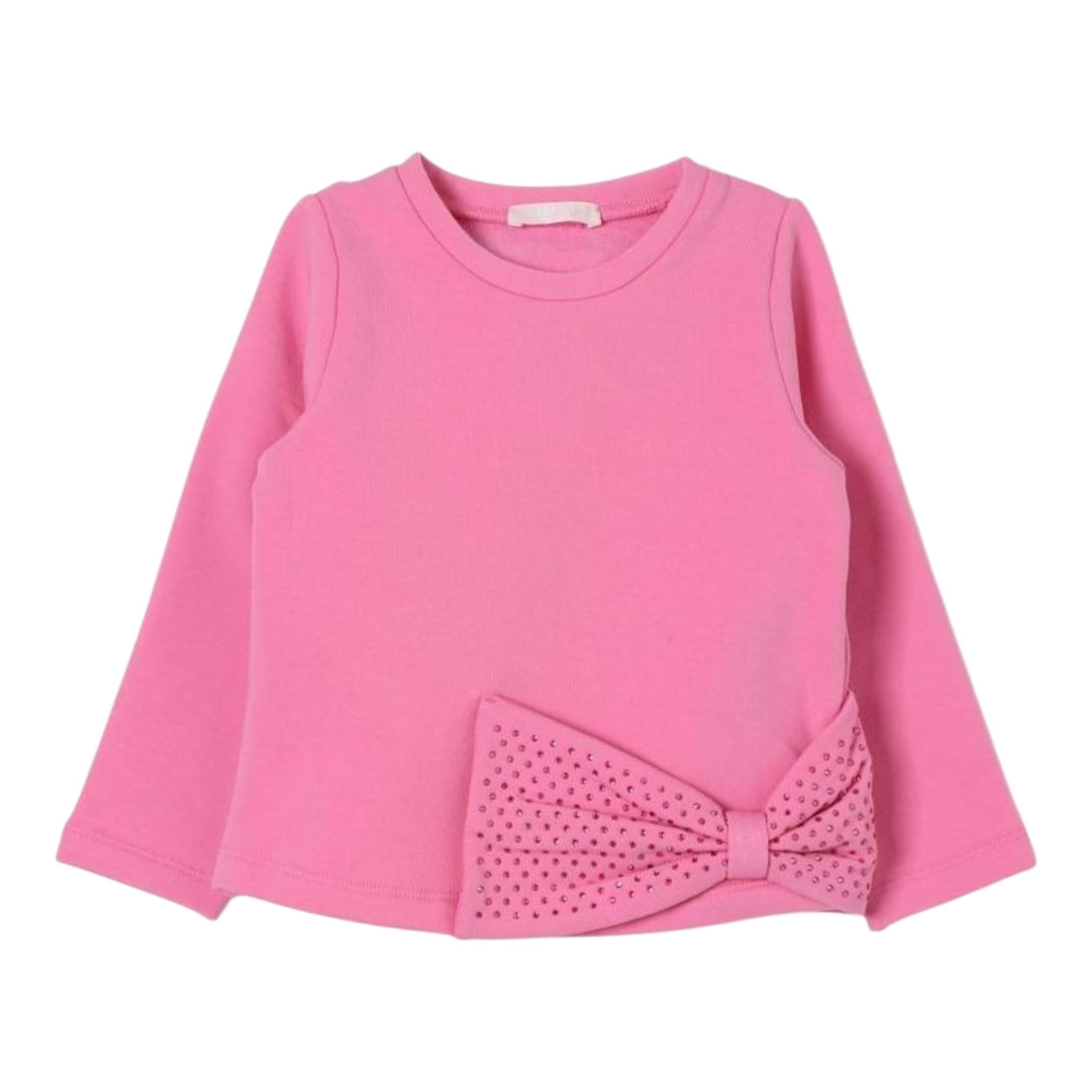 LIU JO felpa tinta unita girocollo con fiocco Fuxia per Neonata KF4106F0939 FUXIA LIU JO