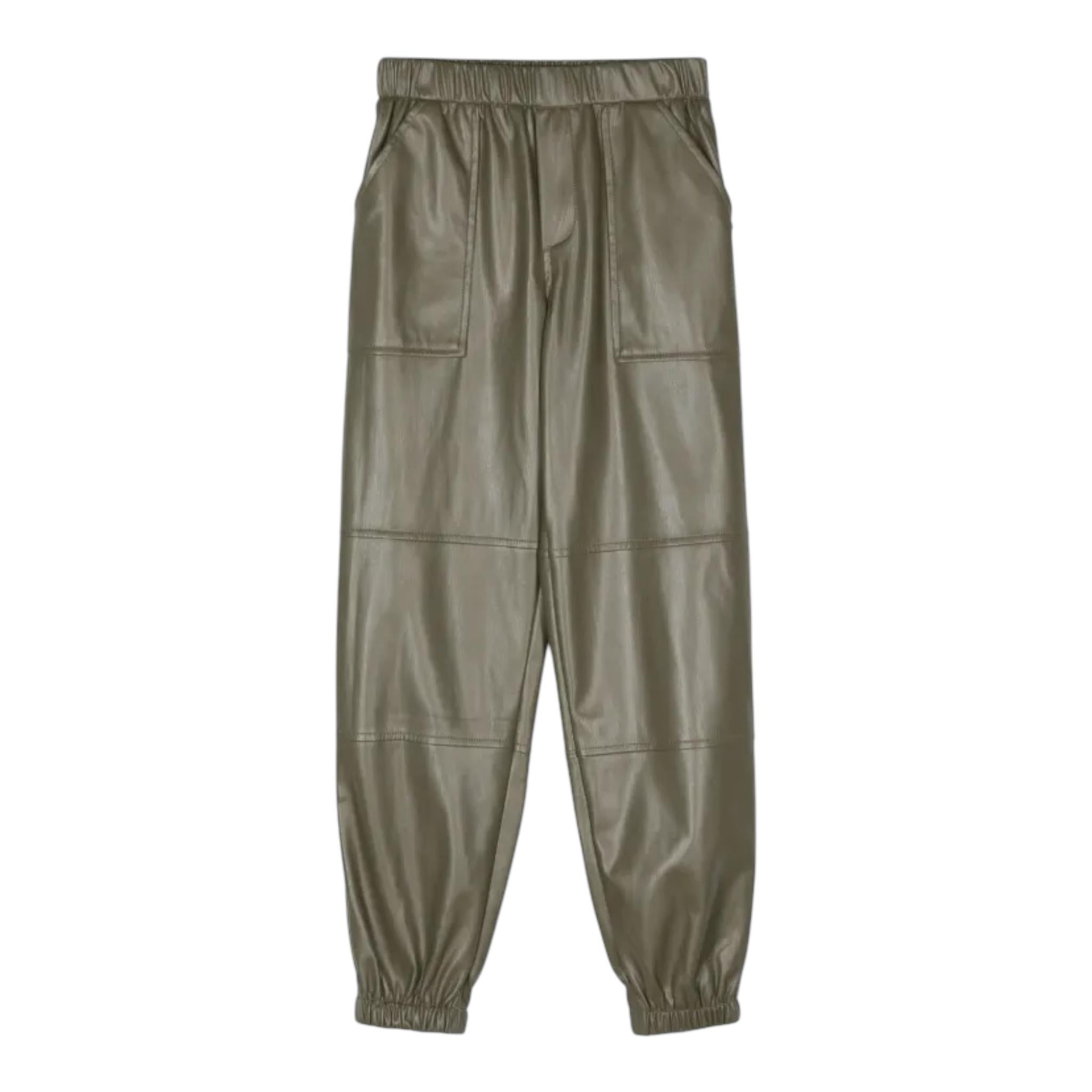 LIU JO pantalone in ecopelle tinta unita con elastico in vita Verde per Bambina GF4056 VERDE LIU JO