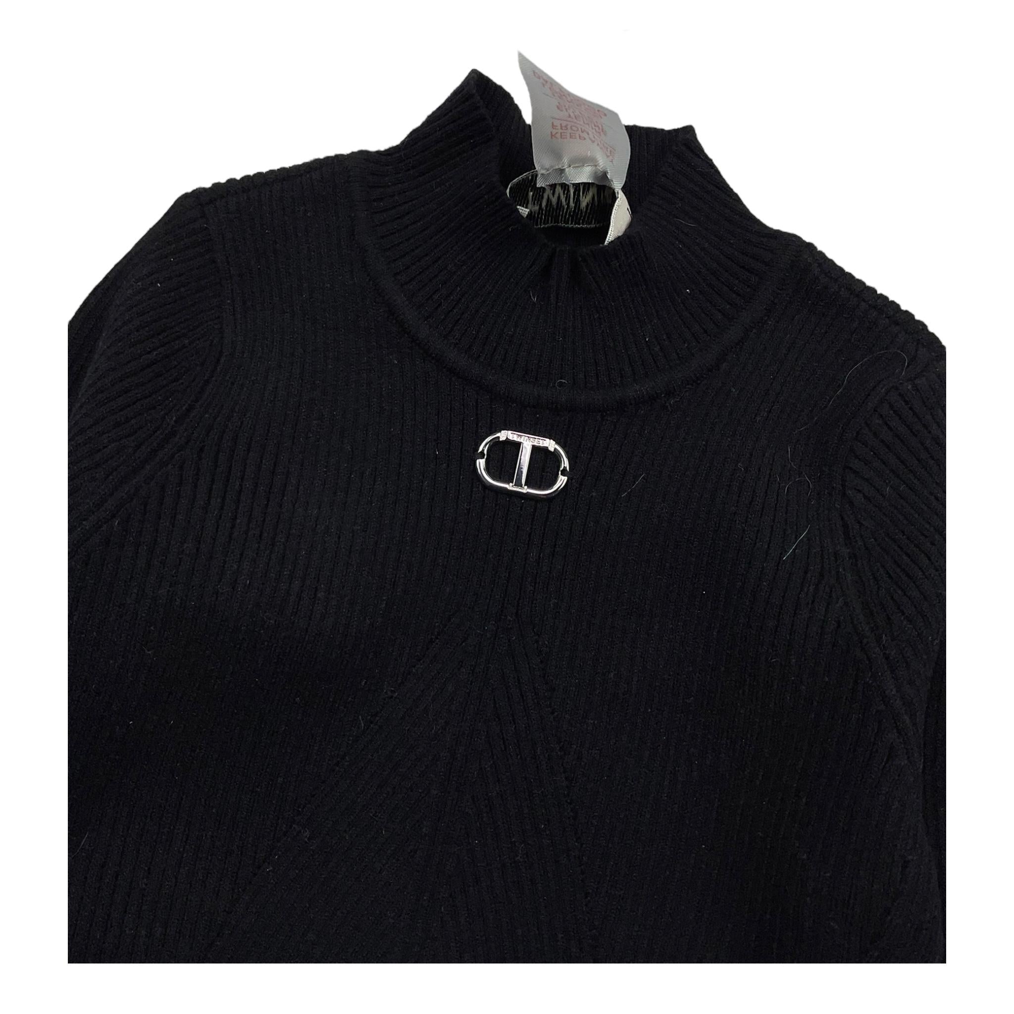 TWINSET maglia mezzo collo tinta unita a costine Nero per Bambina 242GJ3190X NERO TWINSET