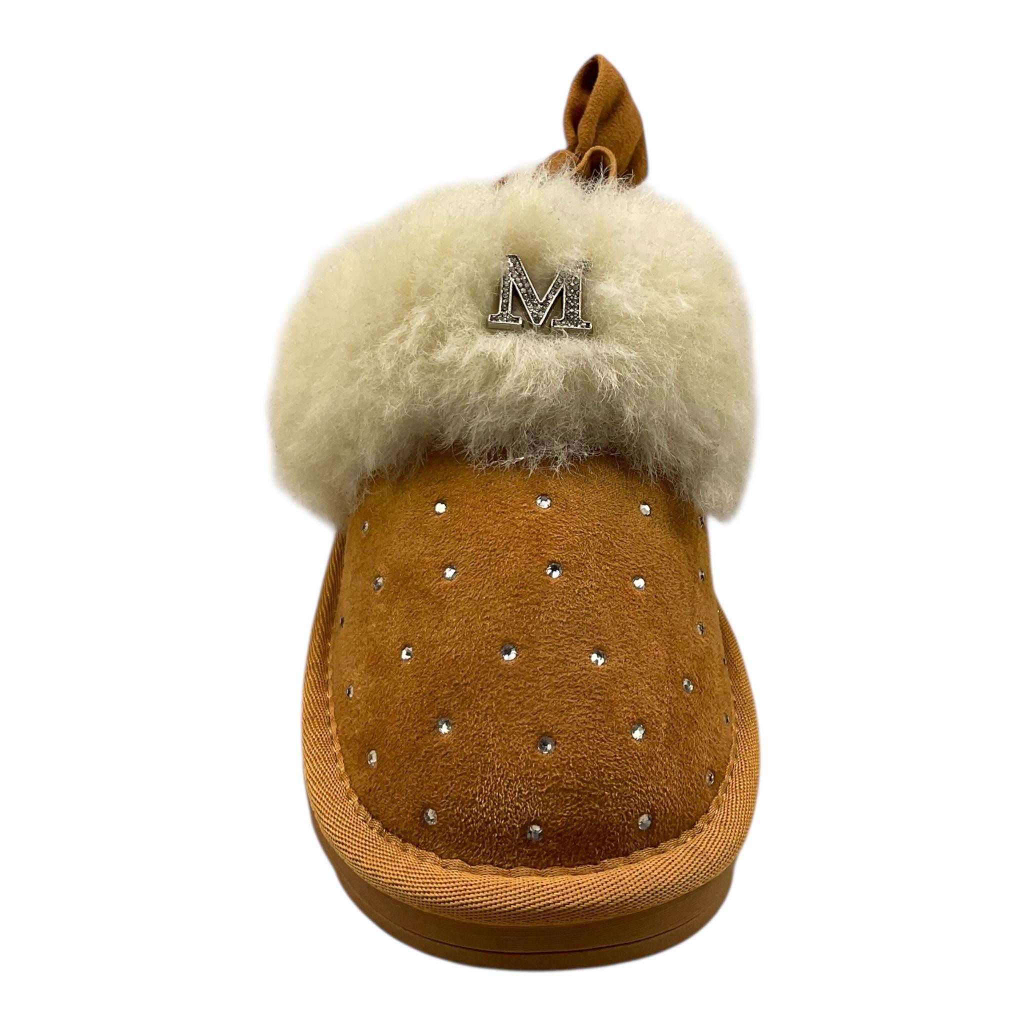 MONNALISA ciabatta tinta unita con strass scamosciata Beige per Bambina 8CD002 BEIGE MONNALISA