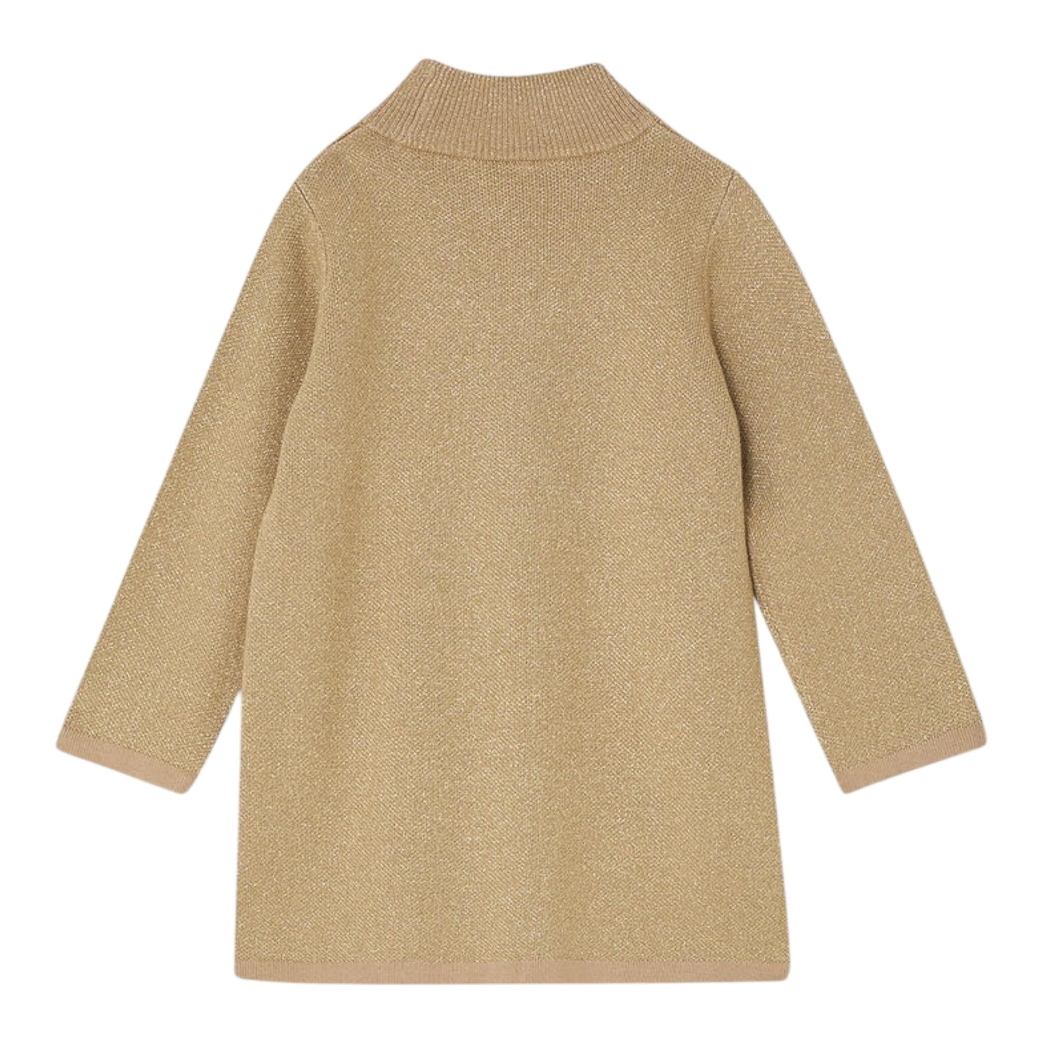 LIU JO abito in maglia collo alto tinta unita con stampa Oro per Bambina KF4071 ORO LIU JO