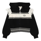 TWINSET maglia tinta unita con stampa zip e cappuccio Nero per Bambina 242GJ3161 NERO TWINSET