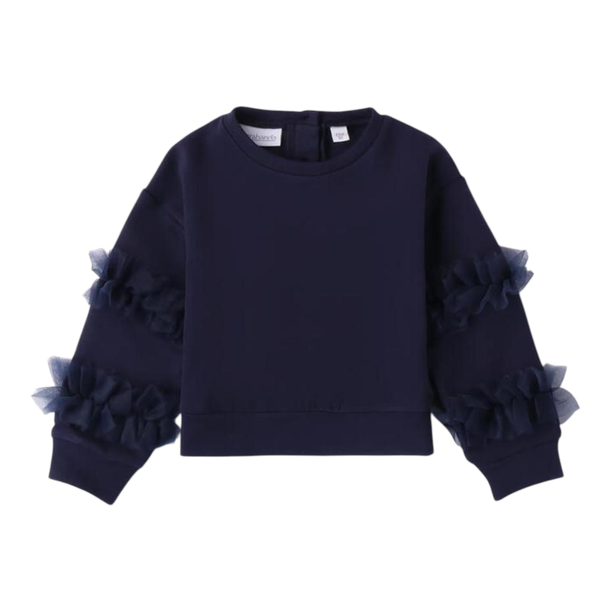 SARABANDA felpa tinta unita con tulle Blu per Bambina A301 BLU SARABANDA