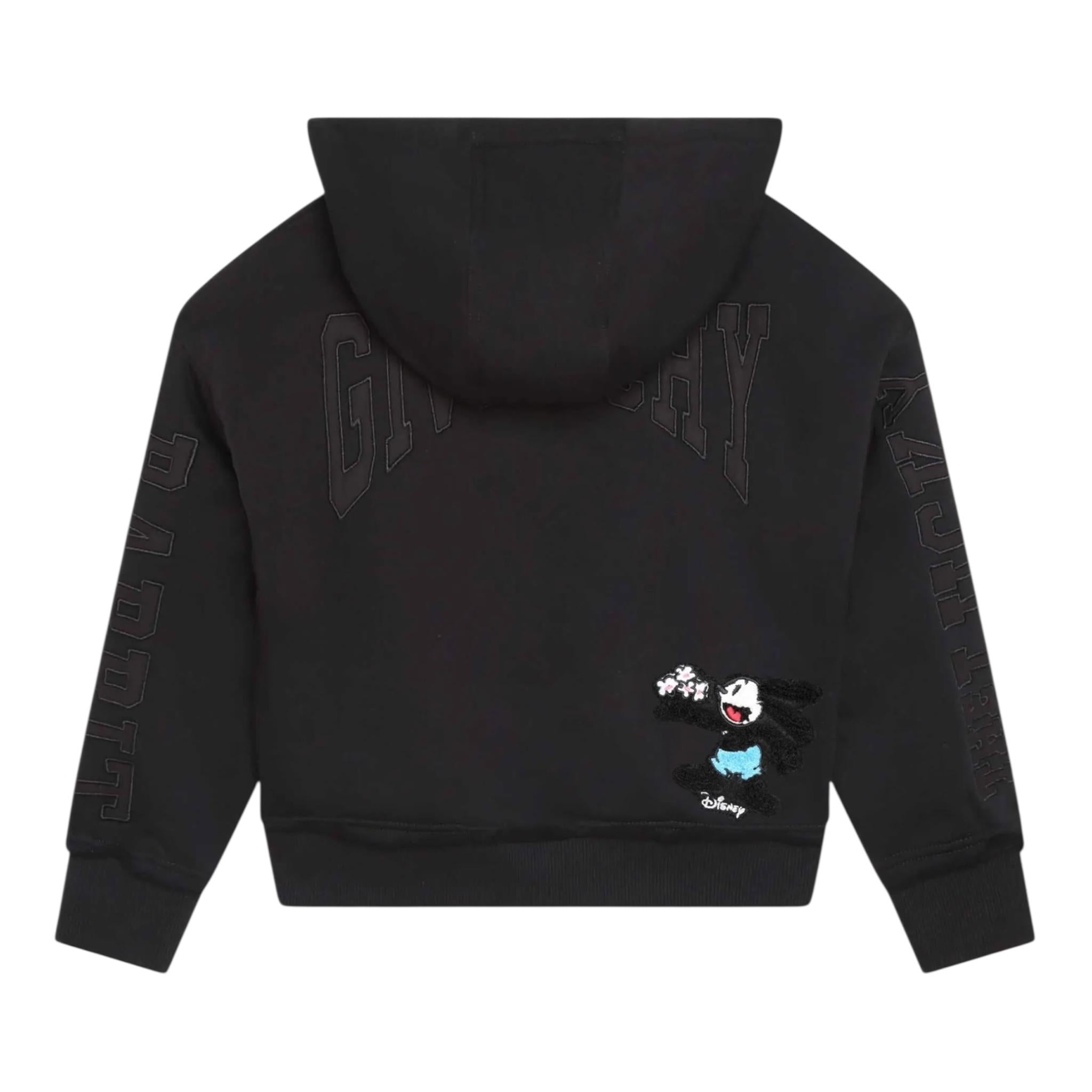 GIVENCHY felpa chiusa con cappuccio tinta unita con topolino Nero per Bambino H15353 NERO GIVENCHY