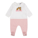 MOSCHINO tutina bicolore manica lunga con stampa orso Bianco/rosa per Neonata MUY06ZX BIANCO/ROSA MOSCHINO
