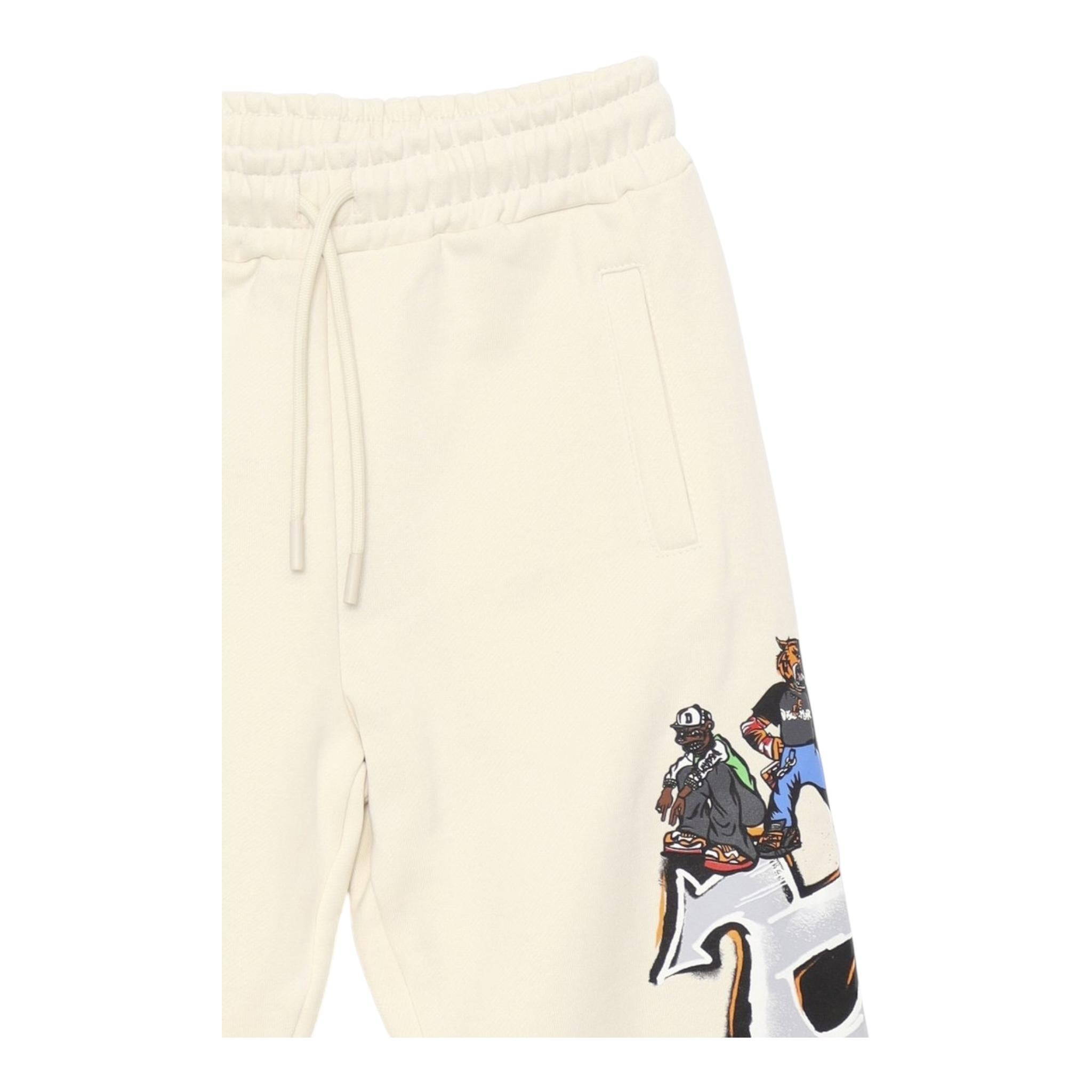 DISCLAIMER pantalone tinta unita modello tuta con stampa Panna per Bambino 24IDK58221X PANNA DISCLAIMER