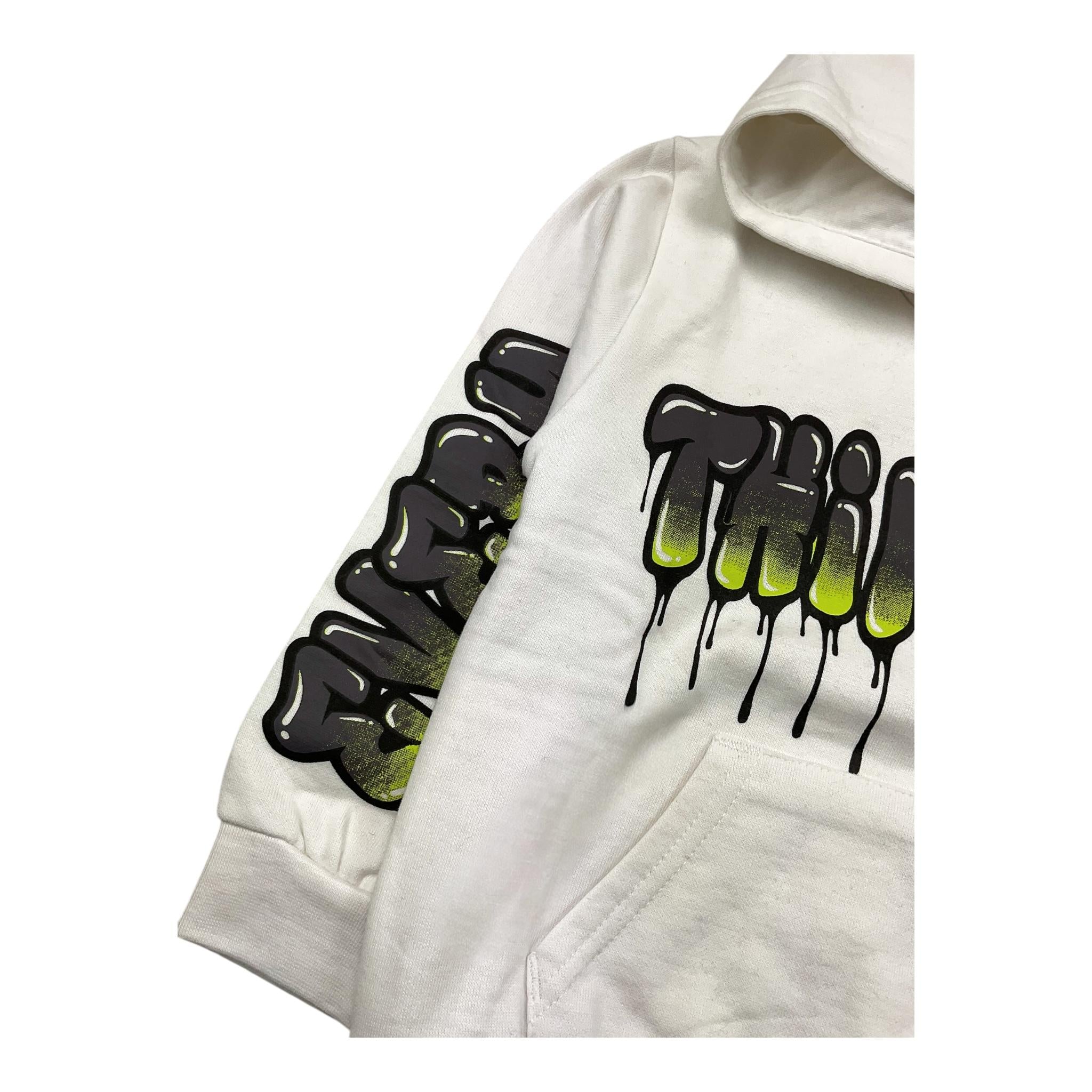 EMC felpa chiusa con cappuccio tinta unita con stampe in contrasto Bianco per Bambino CE2106 BIANCO EMC