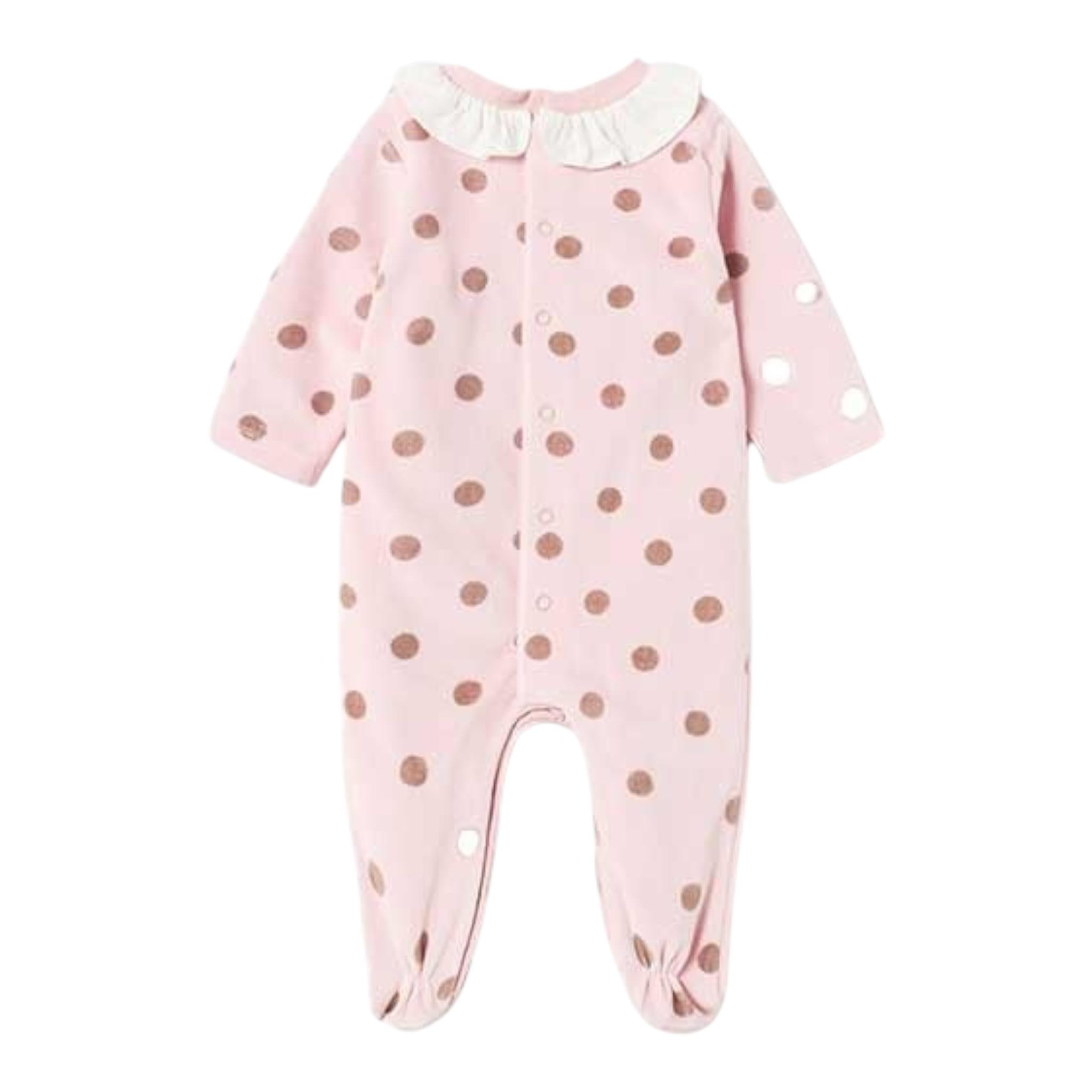 MAYORAL tutina tinta unita con fantasia a pois in ciniglia Rosa per Neonata 2737 ROSA MAYORAL