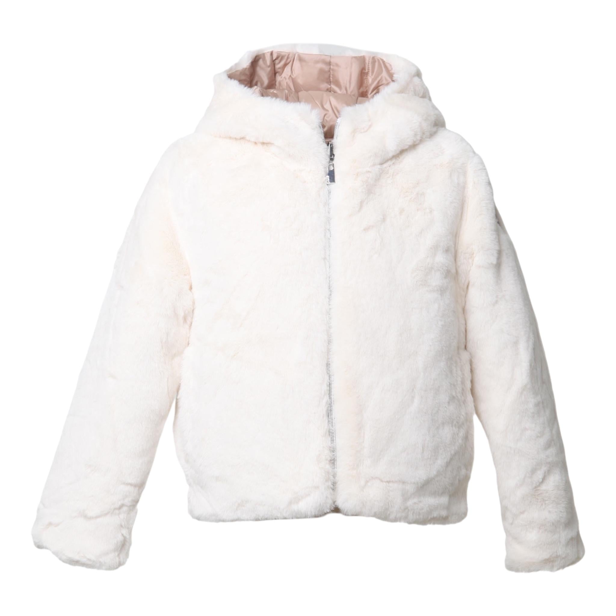 SUNS giubbino tinta unita reversibile in pelliccia Panna per Bambina GBS5355D PANNA SUNS