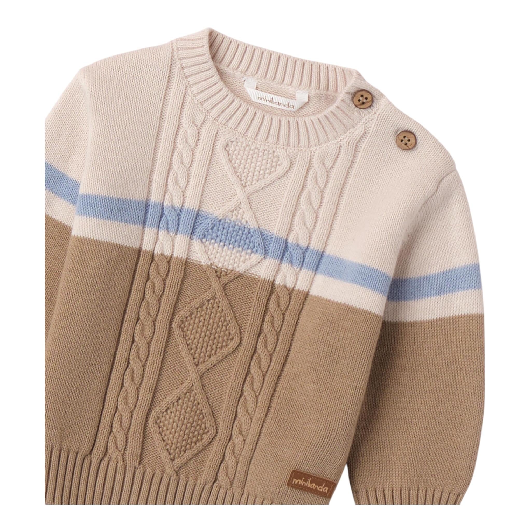 MINI BANDA maglia girocollo bicolore Beige per Neonato 3A670 BEIGE MINI BANDA