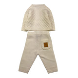 MOSCHINO completo cardigan-pantalone tinta unita Panna per Neonato MUK05I PANNA MOSCHINO