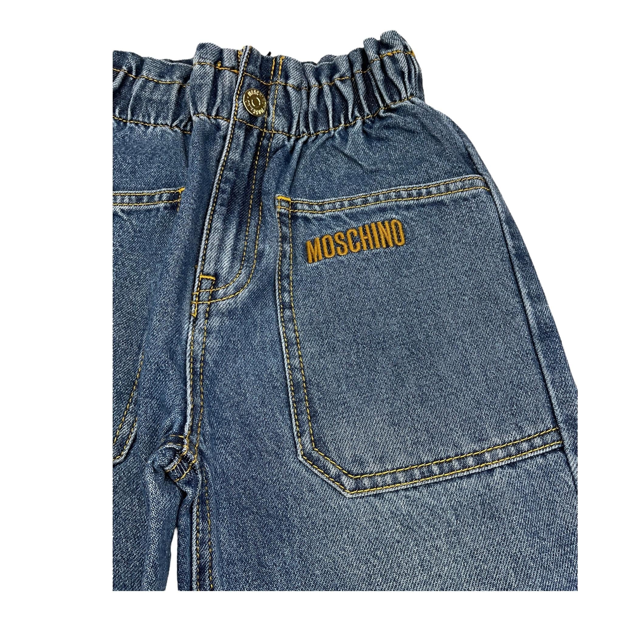 MOSCHINO jeans tinta unita con elastico in vita Blu per Bambina HDP05 BLU MOSCHINO