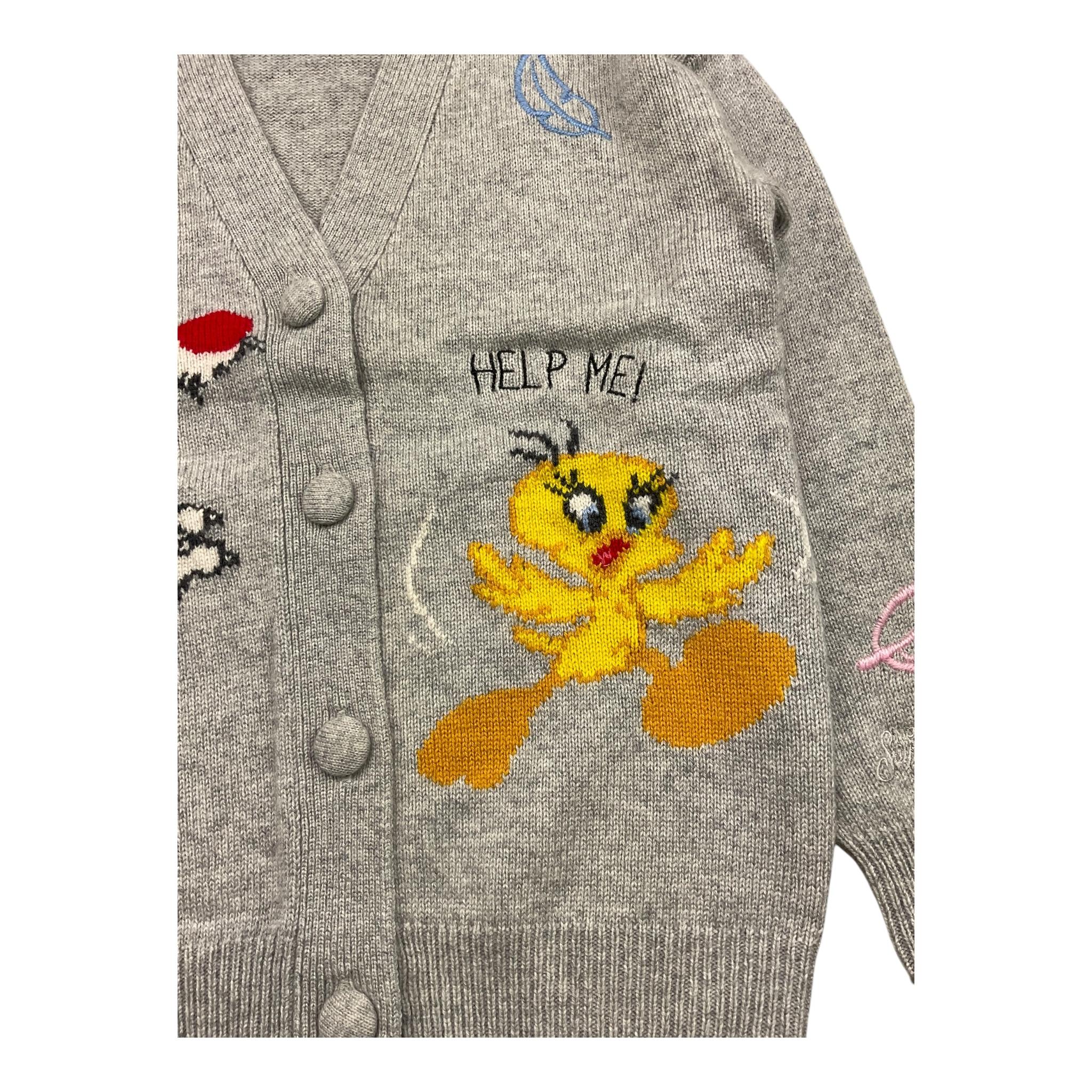 SAINT BARTH cardigan tinta unita con stampa Grigio per Bambina SYLVESTER GRIGIO SAINT BARTH